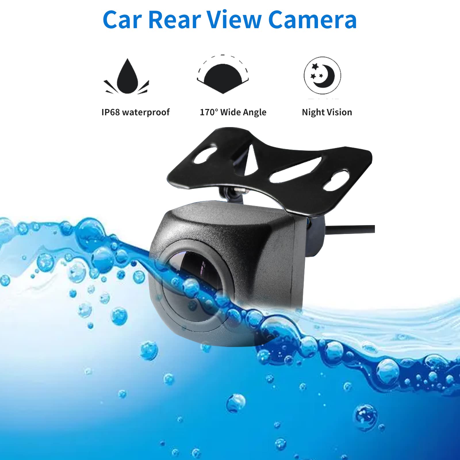 SCUMAXCON Universal Car Backup Camera - 170° Wide Angle AHD Rear View Reverse Camera with Night Vision & Waterproof for Android Car Stereo - Perfect for Safe Parking & Night Driving