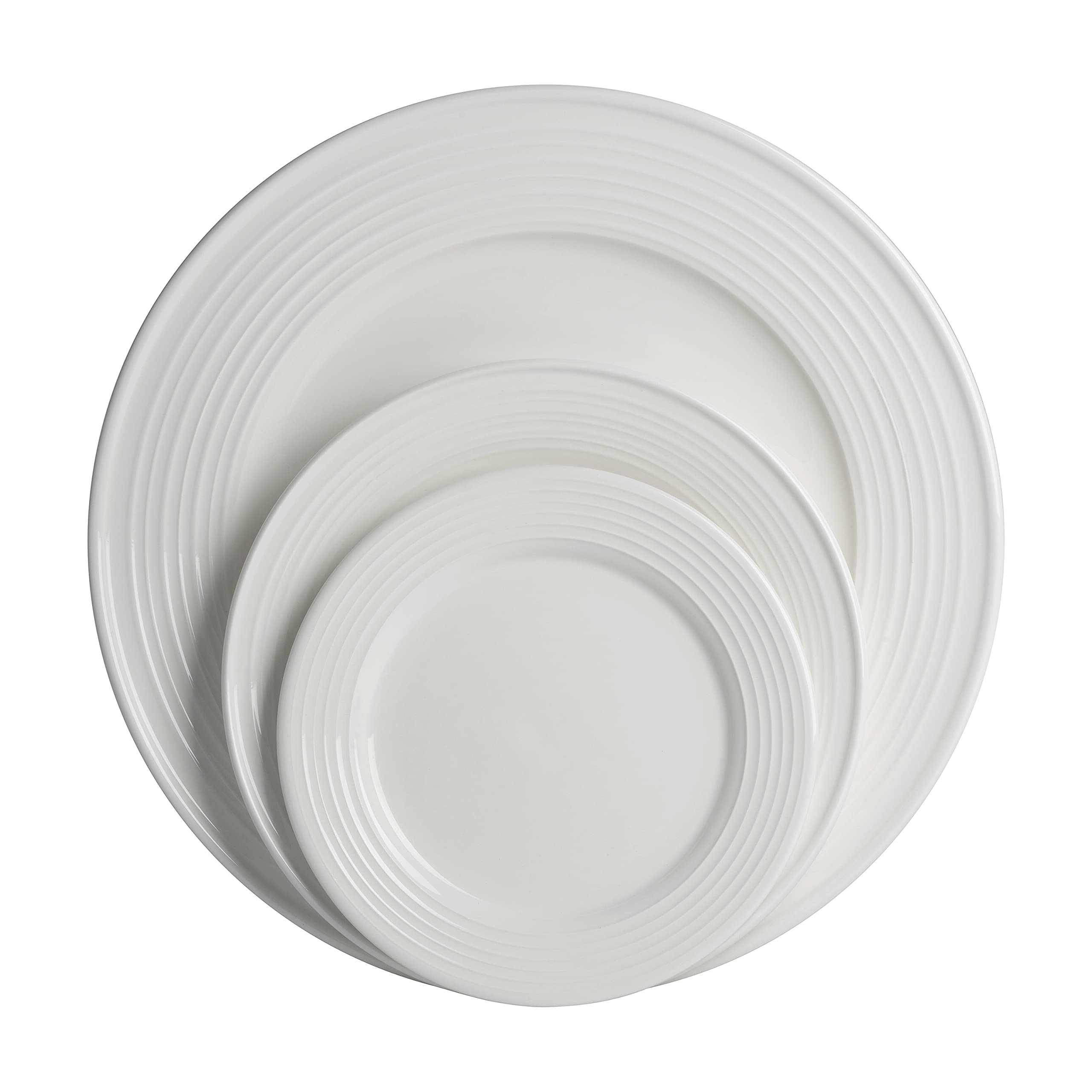 10-Piece Nova White Round Dinnerware Set by Strawberry Street - Service for 6, Elegant Tableware for Everyday Dining & Entertaining