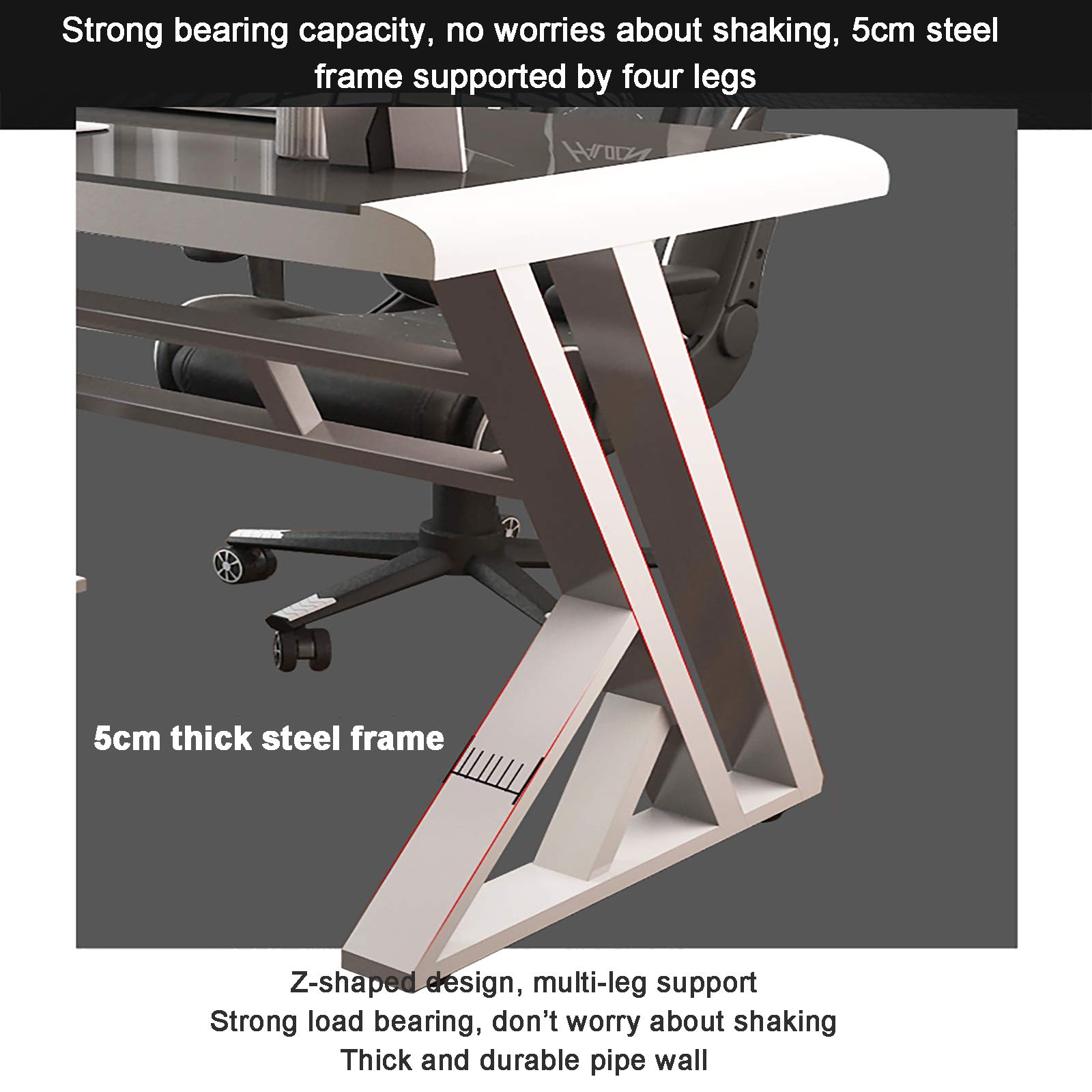 Premium Glass Top & Metal Frame Computer Desk - Ergonomic Gaming & Home Office Workstation for E-Sports, Racing Style Design - Perfect for Gaming Setup, Remote Work & Study Spaces