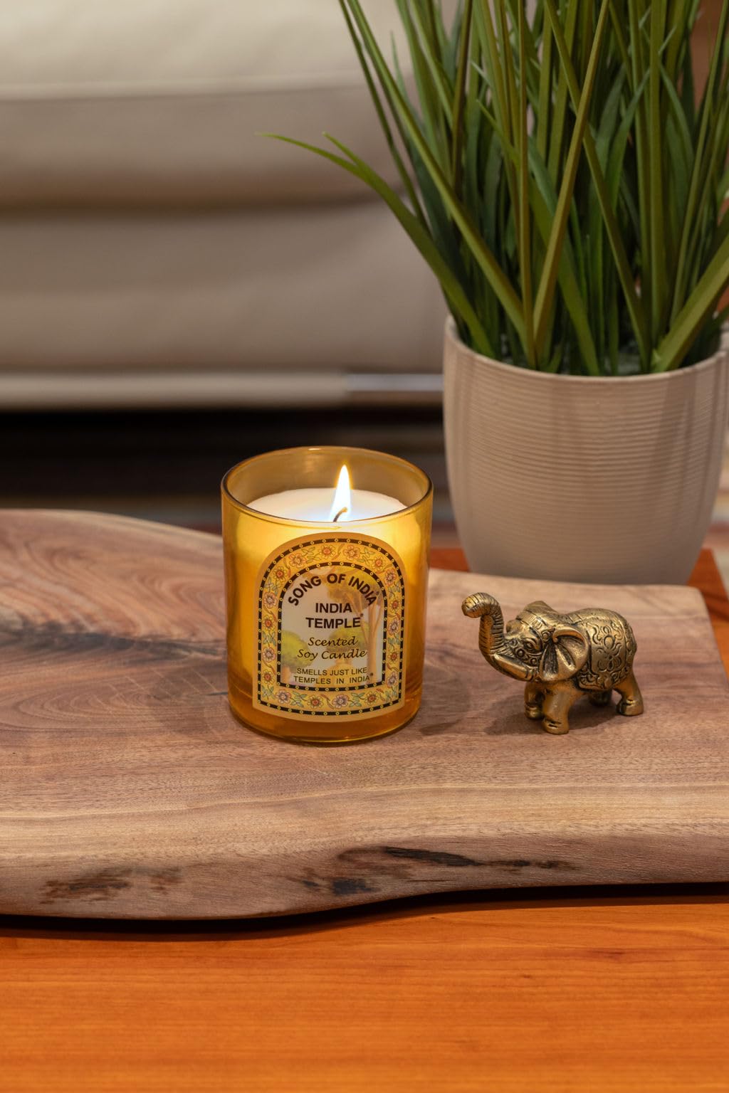 Song of India Aromatherapy Soy Candle with Mango Wood Lid - Handmade Natural Temple Scented Candle for Meditation, Yoga, Stress Relief | Home Decor, Spa & Wellness Gift (200g) - Perfect for Relaxation, Bedroom Ambiance & Self-Care Rituals