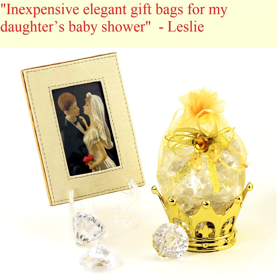 JC Hummingbird 48-Piece Gold Crown Fillable Pouches - Perfect for Candies, Table Decorations, Party Favors, Baby Showers & Keepsakes | Elegant Wedding, Birthday, Bridal Shower & Holiday Party Decor