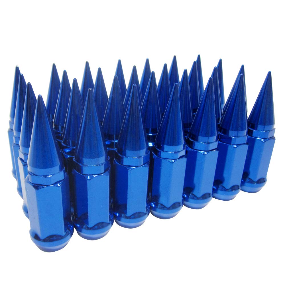 32-Piece M1/2-20 Universal 2-Piece Extended Spike Lug Nuts - Conical Seat Hex 3/4