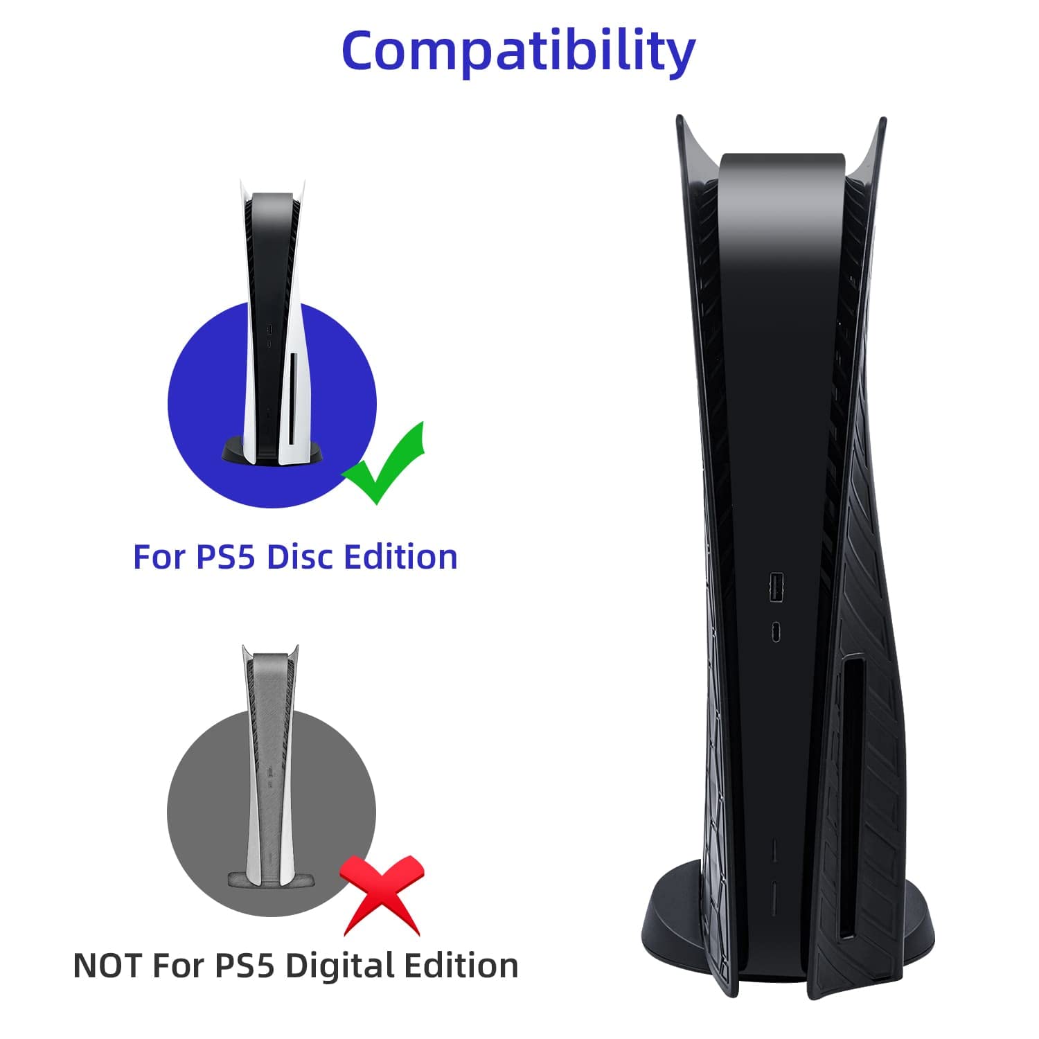 McBazel Replacement PS5 Faceplate Cover - Hard Dustproof Front Panel Accessory for PlayStation 5 Disc Edition (Beehive Black) | Not Compatible with PS5 Slim/PS5 Pro | Perfect for Gaming Setup & Console Protection