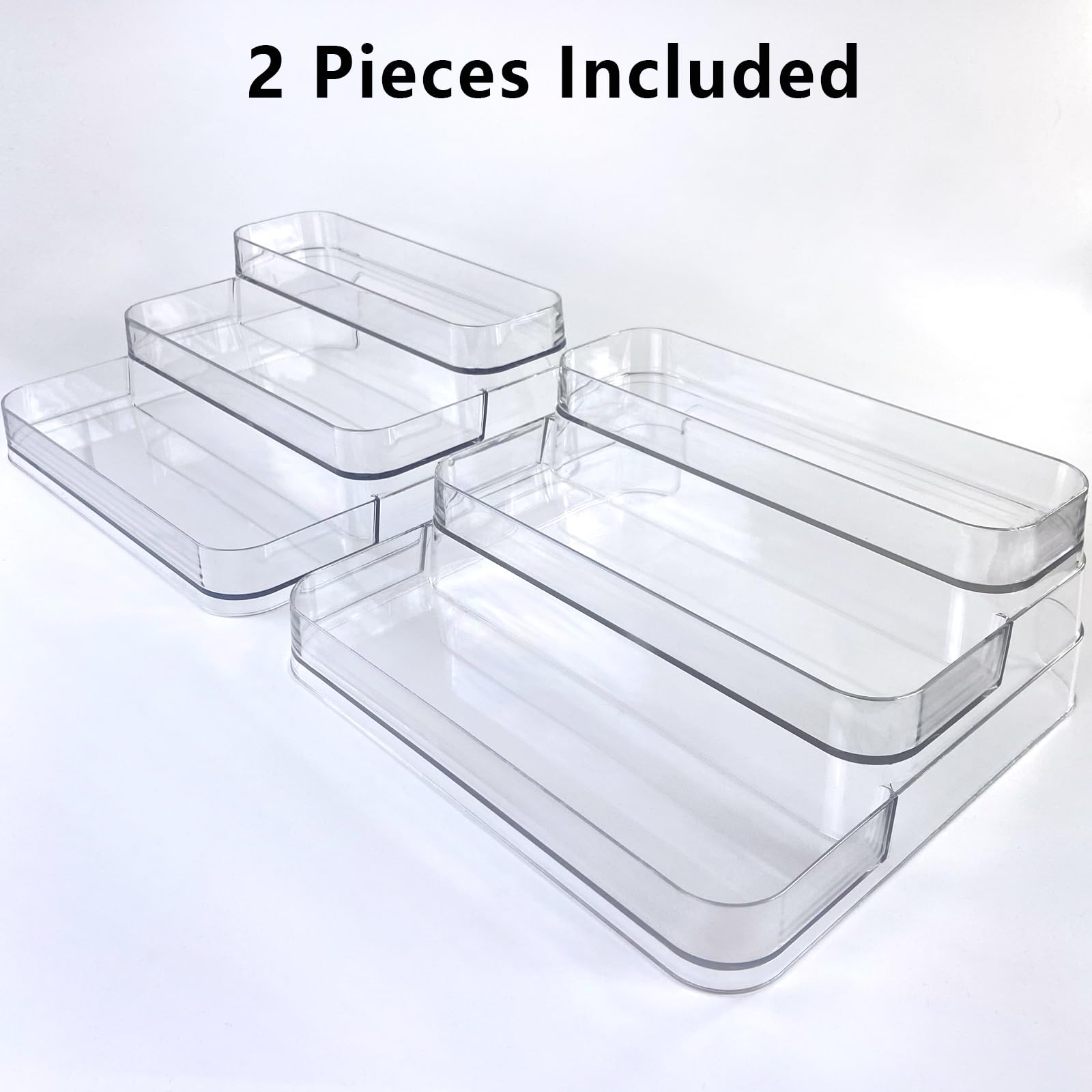 2-Pack Clear 3-Tier Perfume Organizer Shelf - Sturdy Skincare & Medicine Storage Rack for Lotions, Spices, Vitamins - Perfect for Bathroom Counter, Kitchen Cabinet & Vanity Organization
