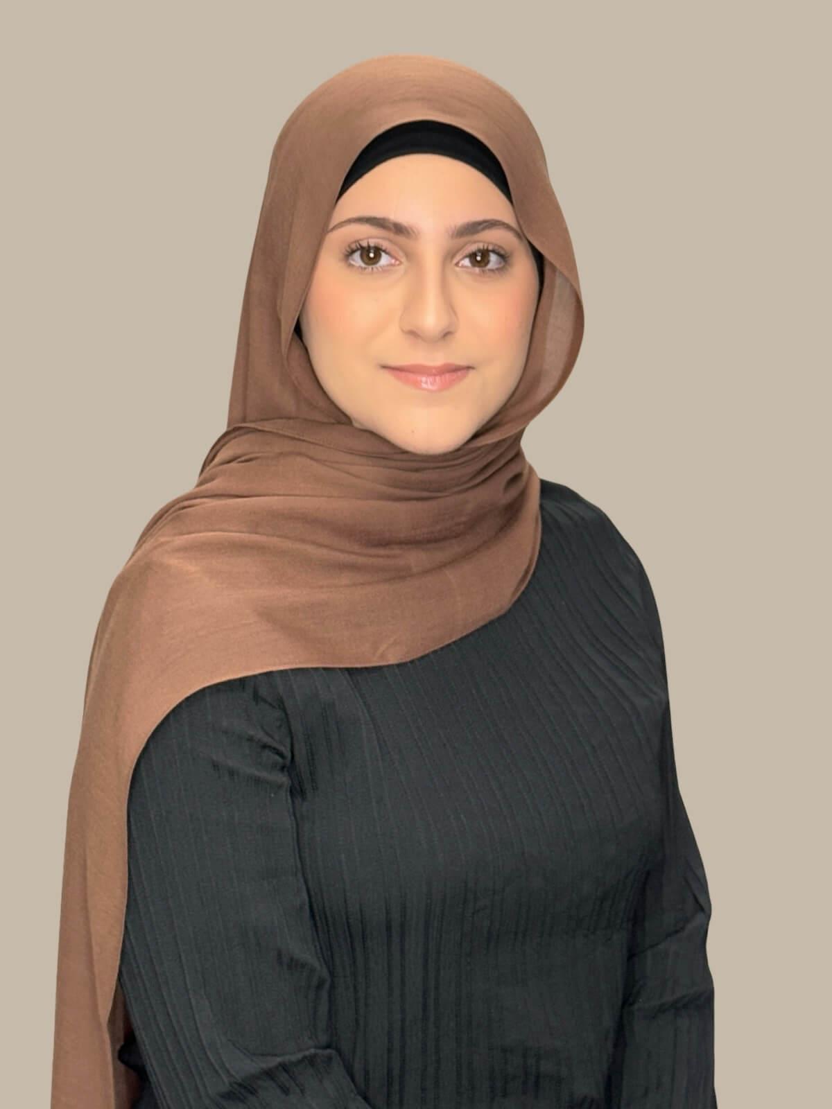 Modish Girl Cotton Modal Hijab Scarf - Golden Walnut Color - Soft & Breathable for Daily Wear, Prayer, and Fashion Accessories