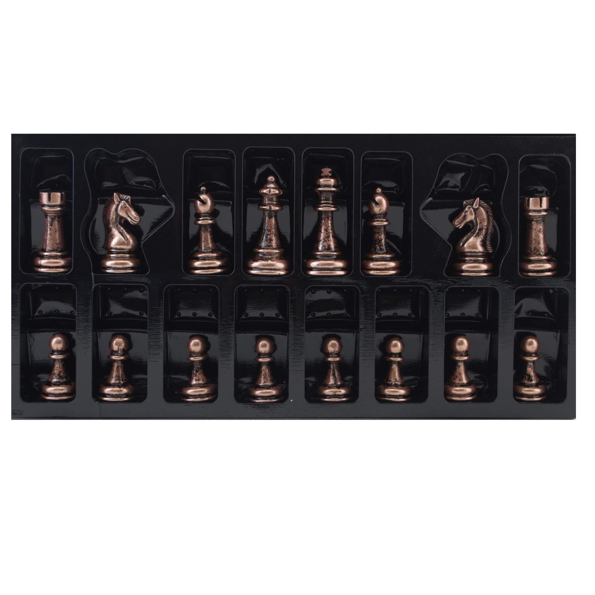 Handmade Classic Antique Copper Chess Set for Adults with Marble Design Wooden Board - 2.96 Inch King - Perfect for Home Decor, Game Nights & Collector's Display
