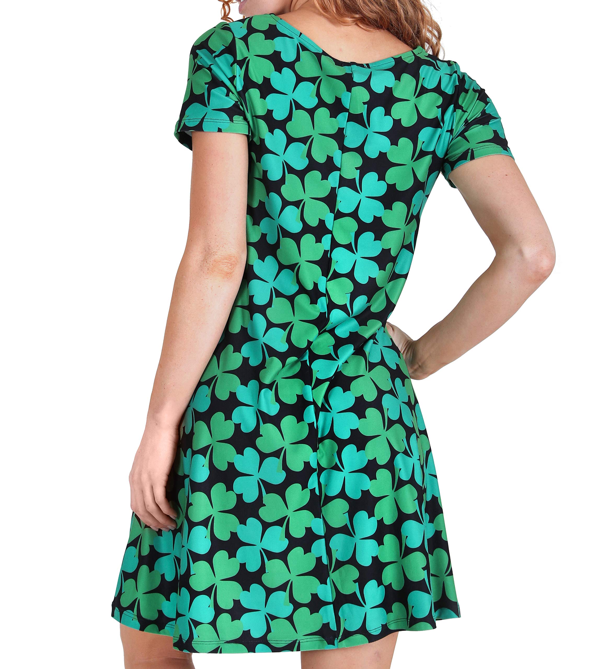 ICONOFLASH Women's Casual Summer Dresses with Pockets - Short Sleeve Floral Print A-Line Dress for Beach, Vacation & Daily Wear