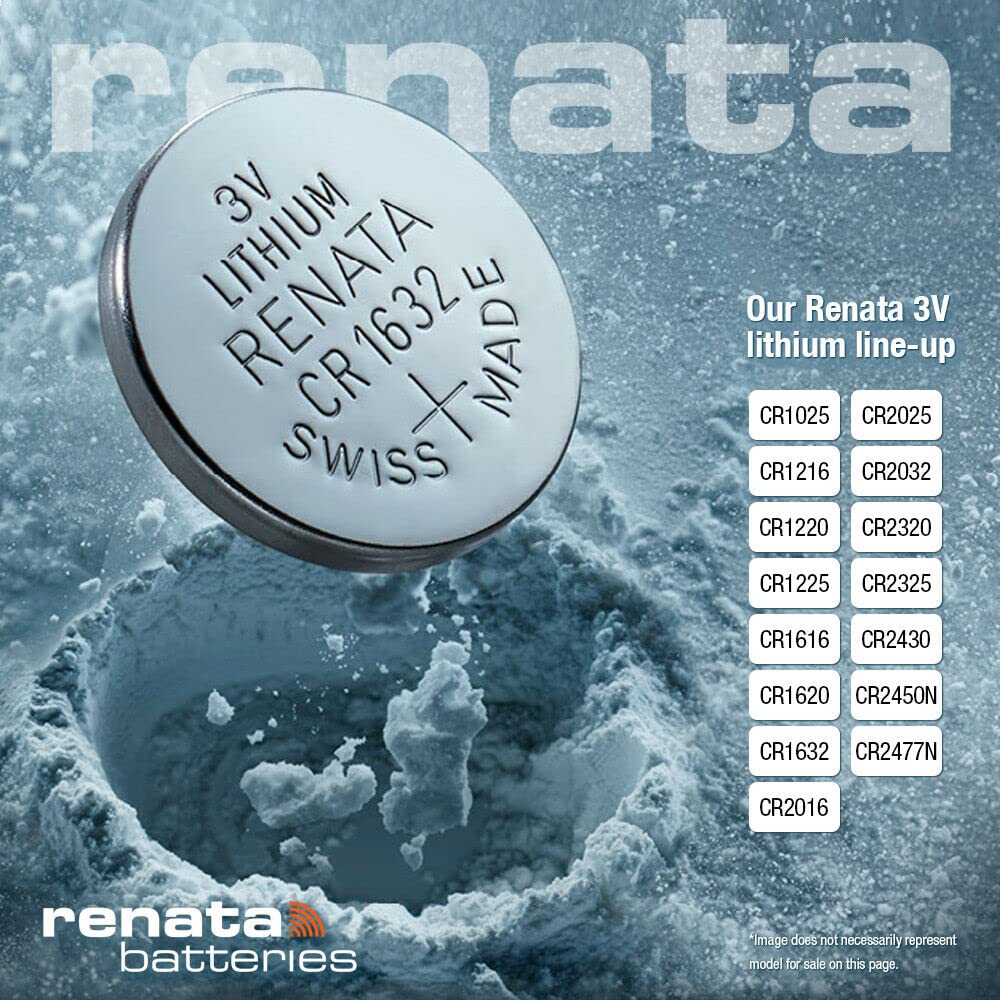 Renata CR1620 3V Lithium Coin Cell Batteries (2-Pack) - Long-Lasting Power for Watches, Calculators, and Key Fobs
