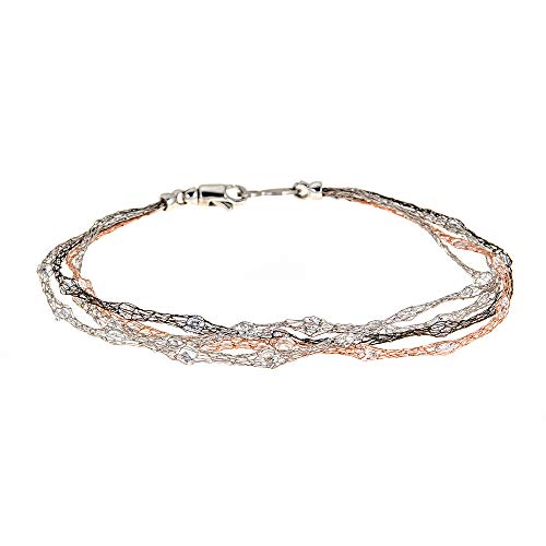 4-Tone Plated: 14K Rose Gold and Black, Gray & White Rhodium
