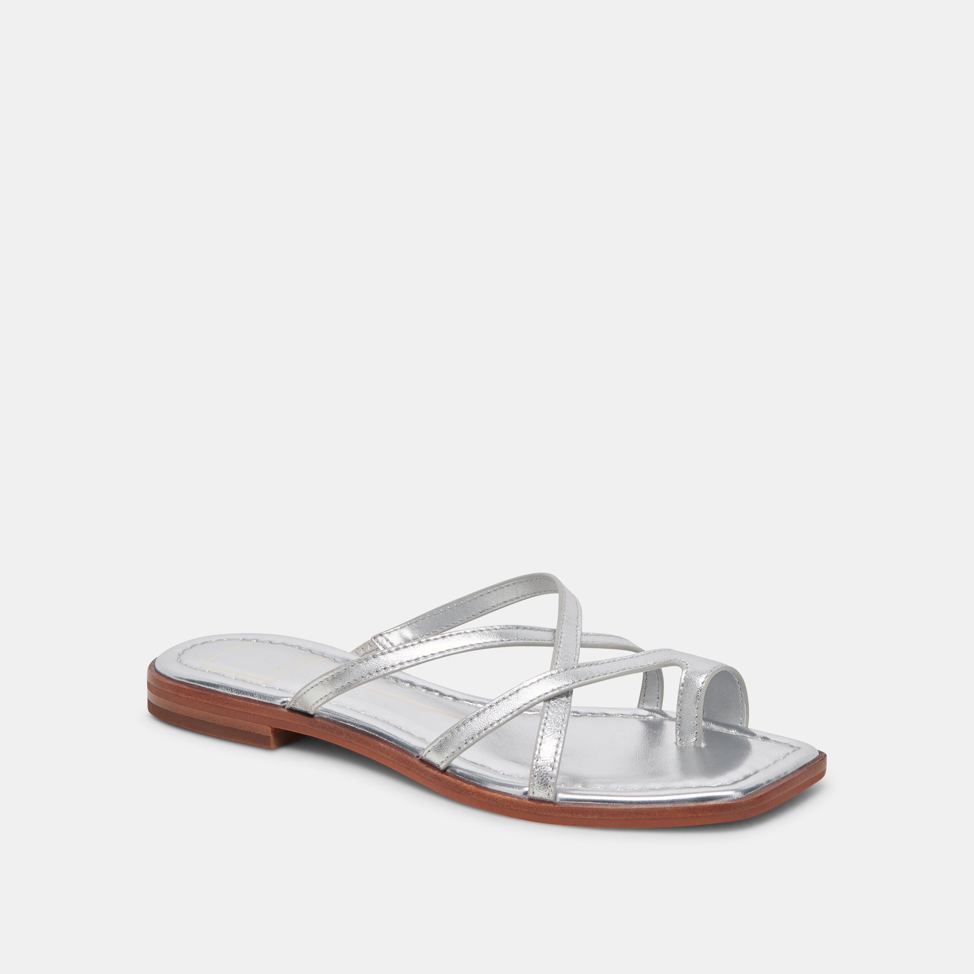 INDIGO Women's Sandals - Silver Distressed Leather Strappy Flat Sandals for Summer, Beach, and Casual Wear