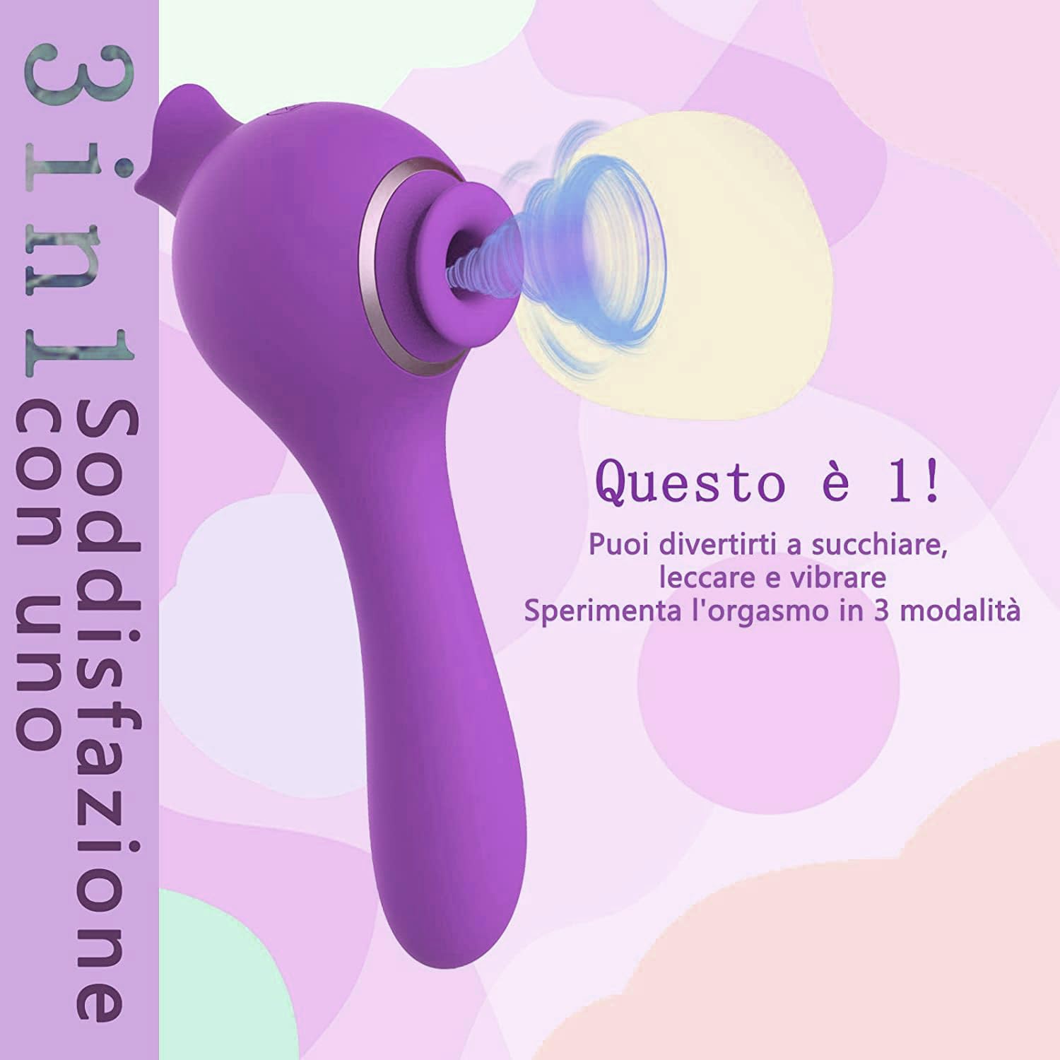 3 in 1 G-Spot Vibrator for Women - 10 Vibration Modes with Licking & Suction Function - Clitoral Stimulator & Dildo - Perfect Couples Sex Toy for Romantic Nights & Solo Play