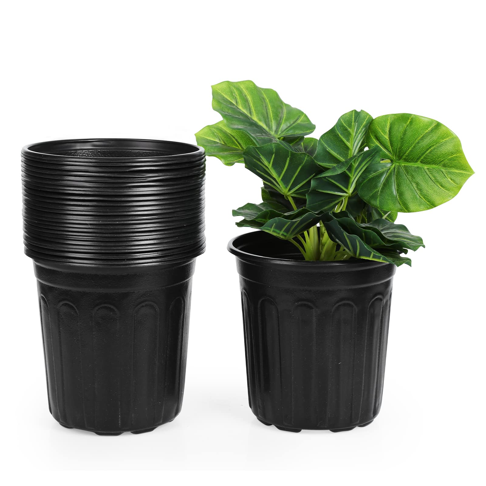 JERIA 25-Pack 1 Gallon Flexible Plant Nursery Pots - Thickened Soft Plastic Seedling Containers for Succulents, Cuttings & Transplanting | Indoor/Outdoor Gardening, Home Planting & Greenhouse Use