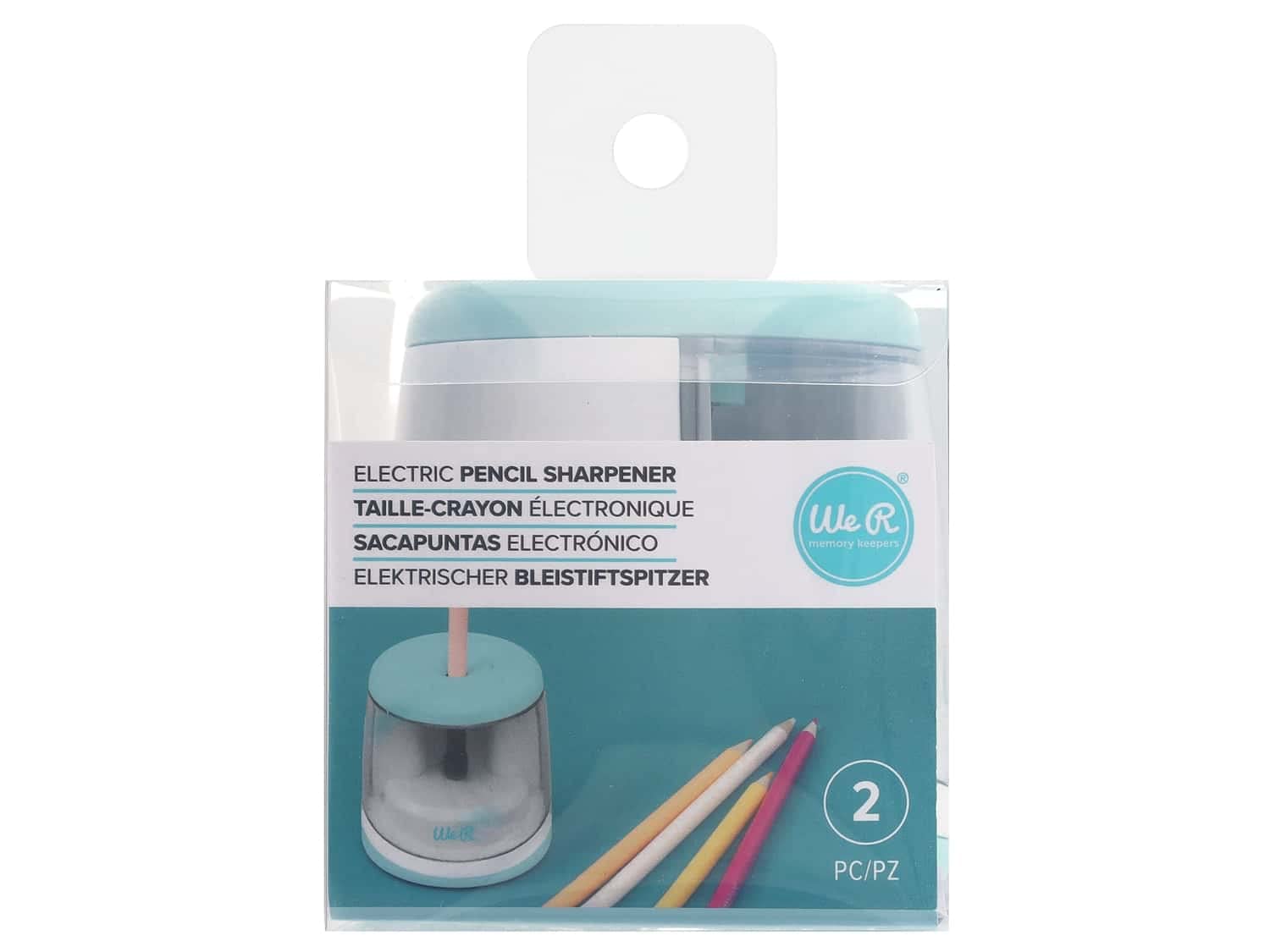 We R Memory Keepers Electric Pencil Sharpener - Clear Plastic Design for Home, Office & School Use - Perfect for Artists, Students & Professionals