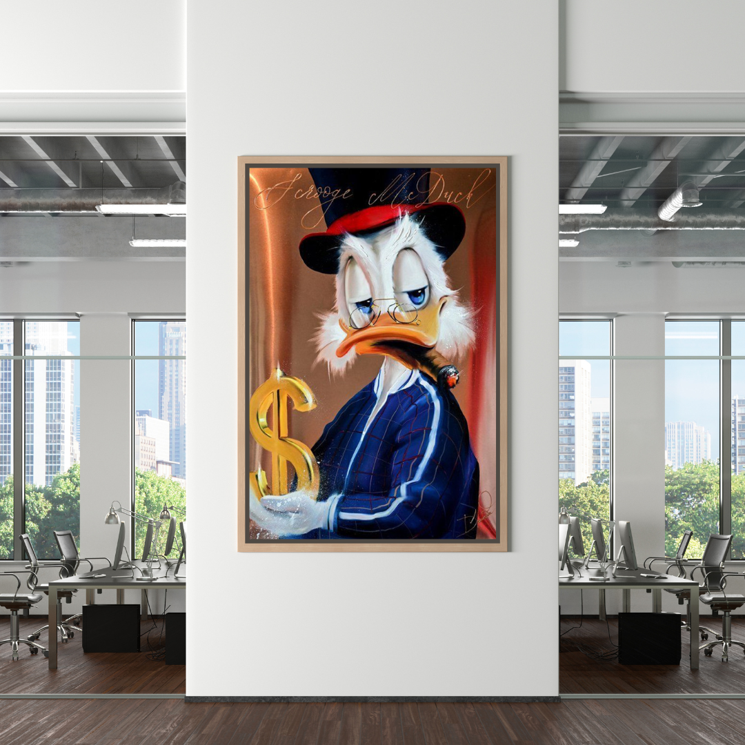 Scrooge McDuck Money Dollar Millionaire Canvas Wall Art - Disney Inspired DuckTales Decor for Office, Game Room & Man Cave - Premium Printed Canvas Wall Art for Home & Business