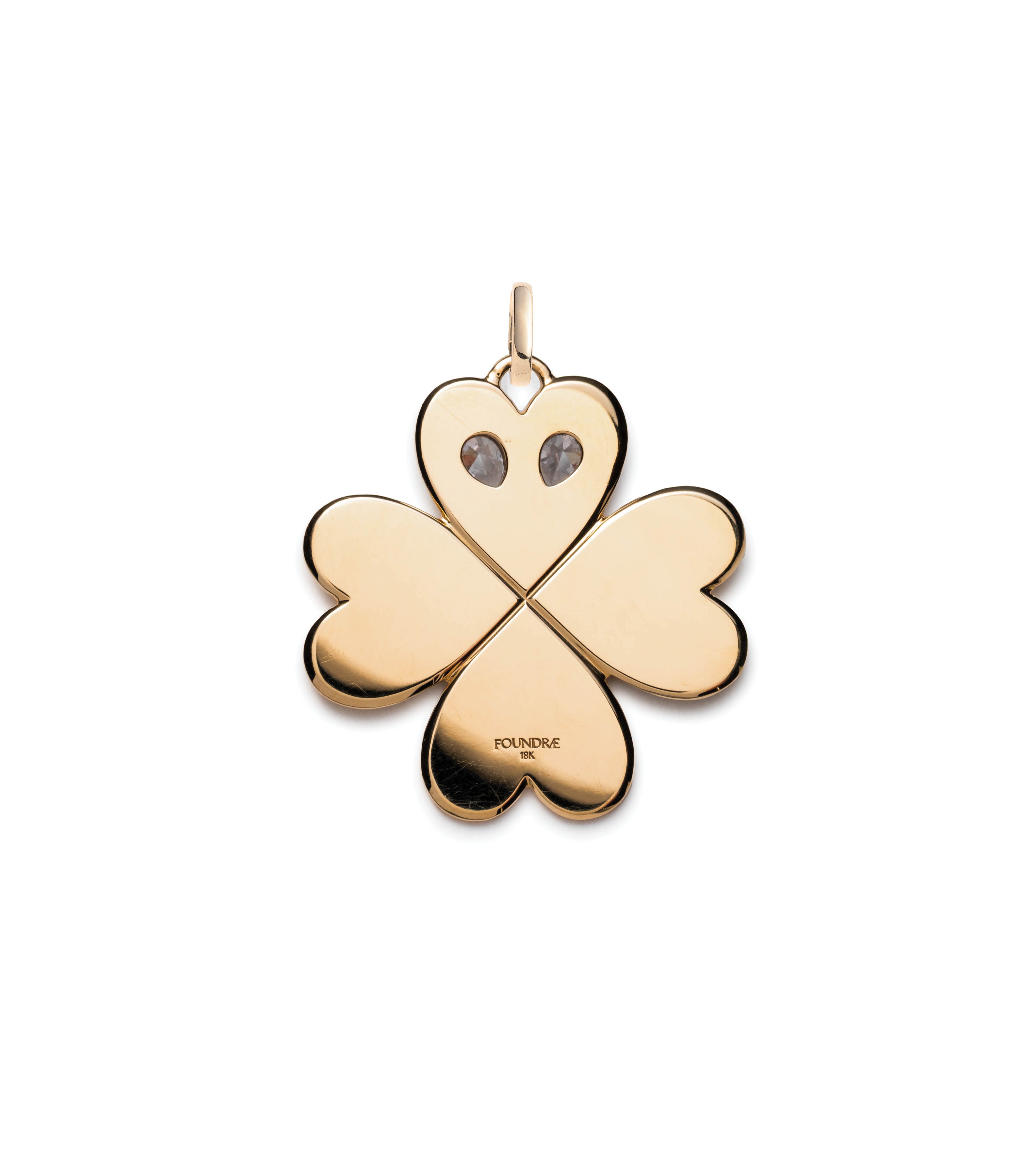 Custom Four Heart Clover Large Pendant Necklace in 14K Yellow Gold with Pear-Cut Diamonds & Annex Link Chain - Perfect for Anniversaries, Valentine's Day & Special Occasions