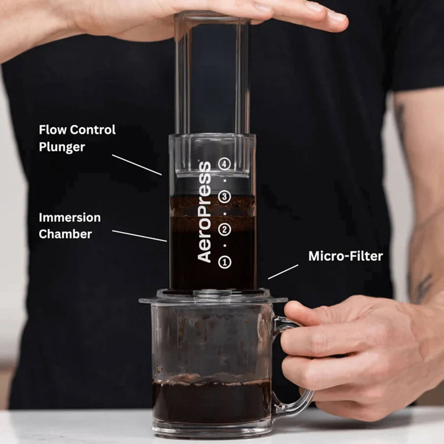 AeroPress Coffee and Espresso Maker - Clear Black | Portable Travel Coffee Brewer for Camping, Office & Home Use