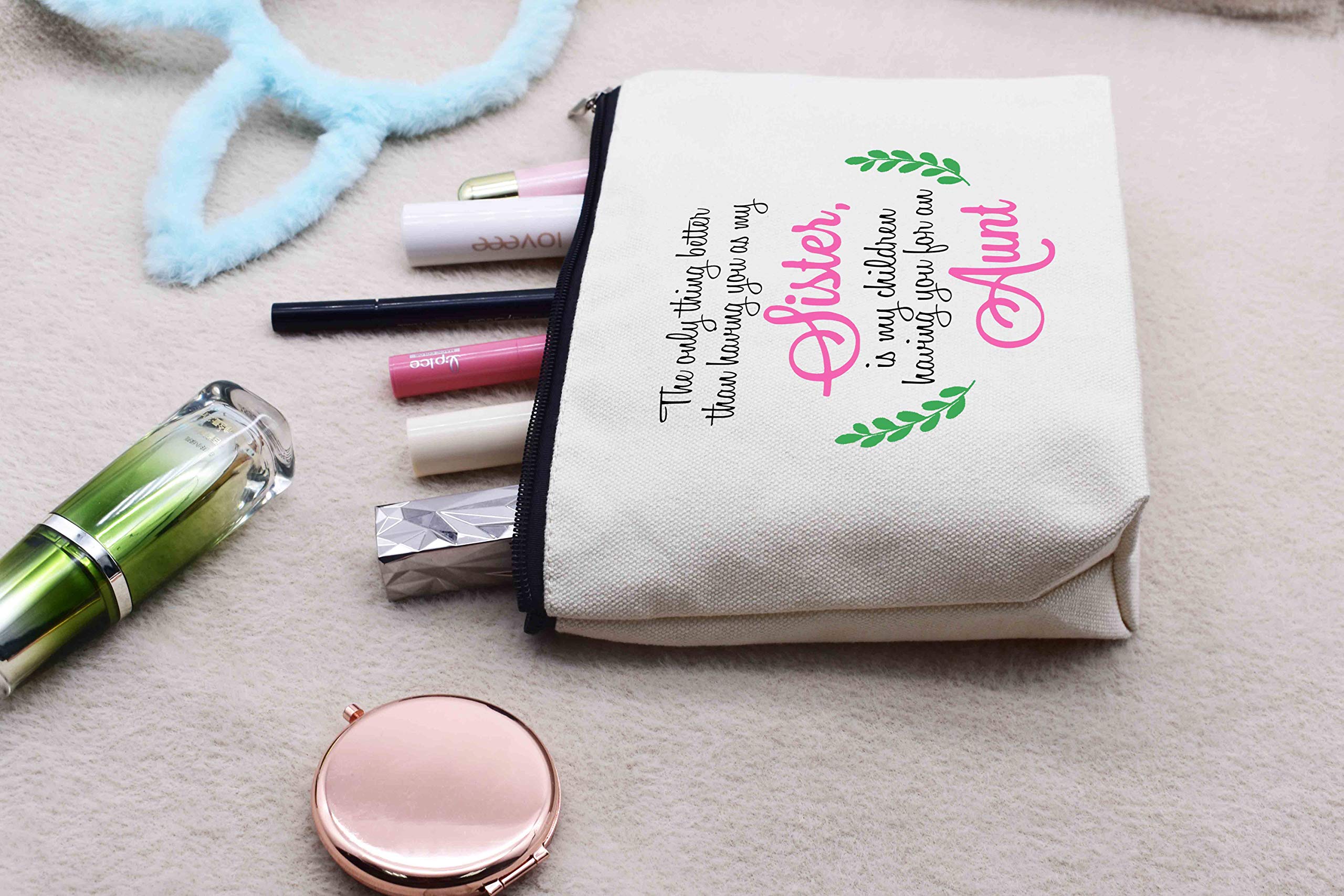 Premium Makeup Bag & Cosmetic Travel Pouch - Perfect Sister Gift, Pregnancy Announcement Present for Aunt-to-Be - Ideal for Birthday, Christmas, Mother's Day & Thanksgiving - Great for Travel, Daily Use & Special Occasions