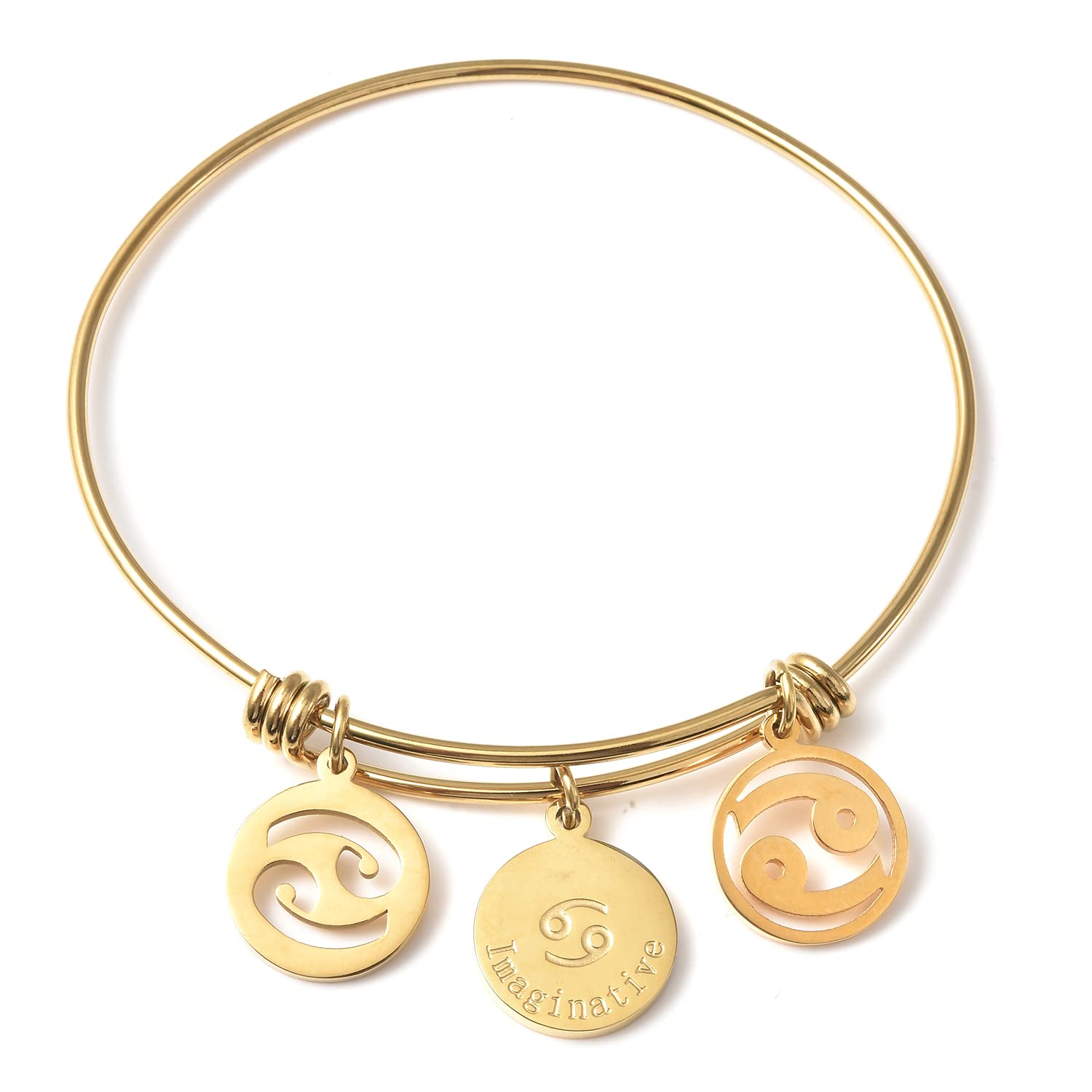 Stainless Steel Gold Plated Cancer Zodiac Bracelet Set for Women - Perfect for Gifts & Daily Wear
