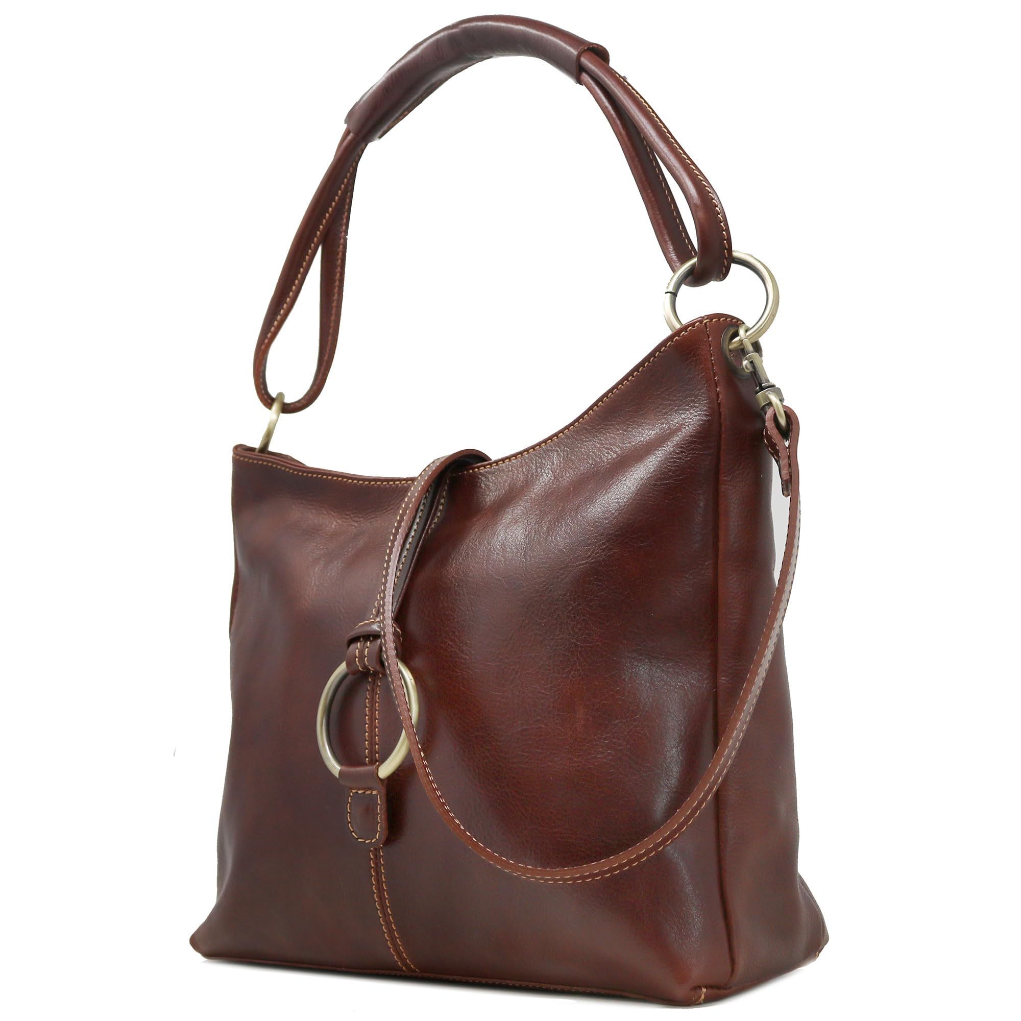 Floto Luggage Italian Tavoli Tote Bag - Genuine Leather Medium Handbag in Vintage Vecchio Brown | Perfect for Travel, Work & Everyday Use