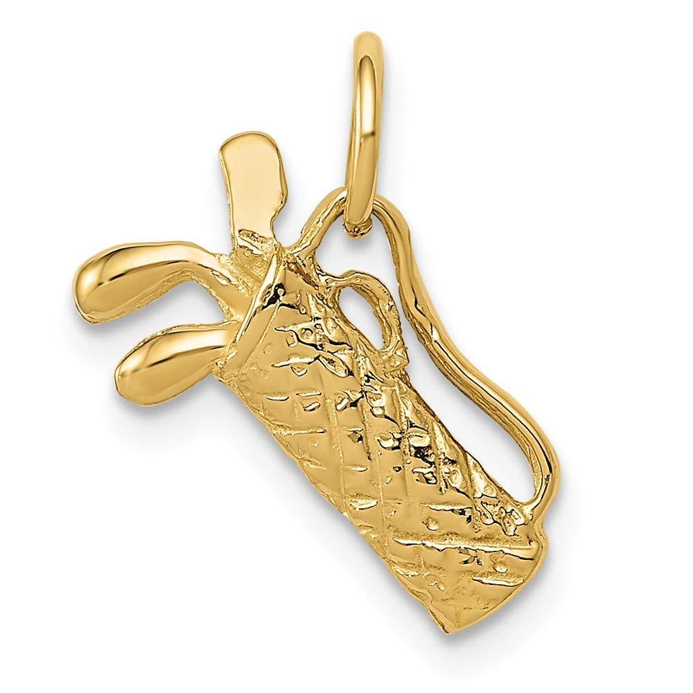 14K Yellow Gold Solid Polished Golf Bag Charm Pendant Necklace - 15.7x9.7mm Elegant Jewelry Gift for Women, Perfect for Golf Lovers & Sports Enthusiasts - Ideal for Birthdays, Anniversaries and Special Occasions