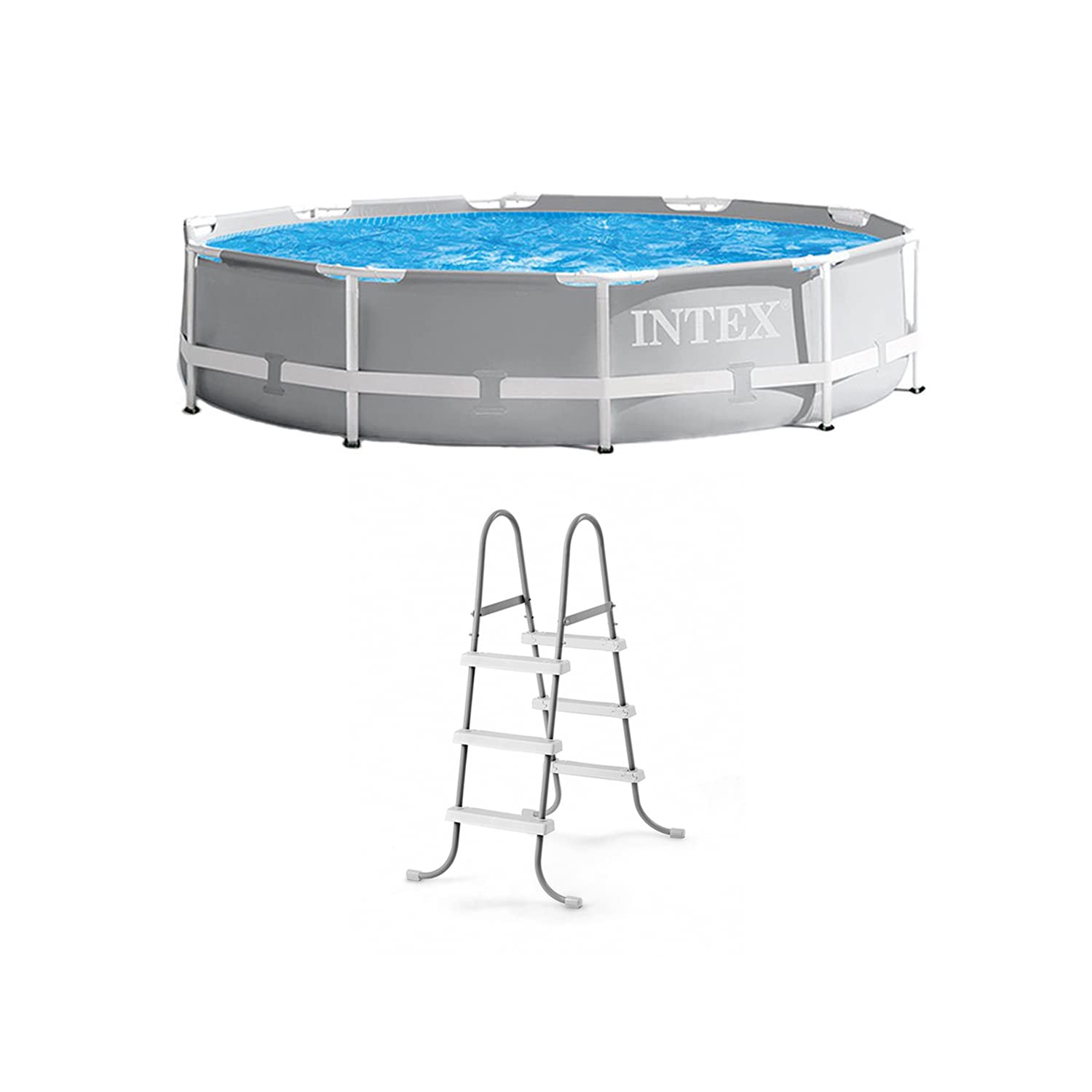 INTEX 26701EH 10ft x 30in Prism Frame Above Ground Swimming Pool Set with 330 GPH Filter Pump & Removable Ladder - Perfect for Backyard, Family Fun, Summer Cooling and Outdoor Parties