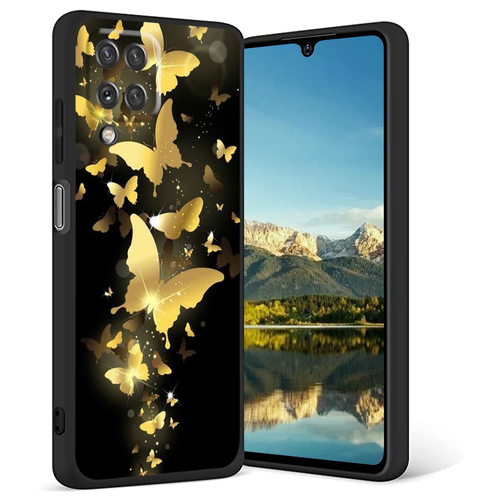Samsung Galaxy A12 Case with Butterfly & Starry Sky Design - Soft Silicone Protective Cover for Women & Men - Trendy Graphic Phone Case for Everyday Use, Work & Travel