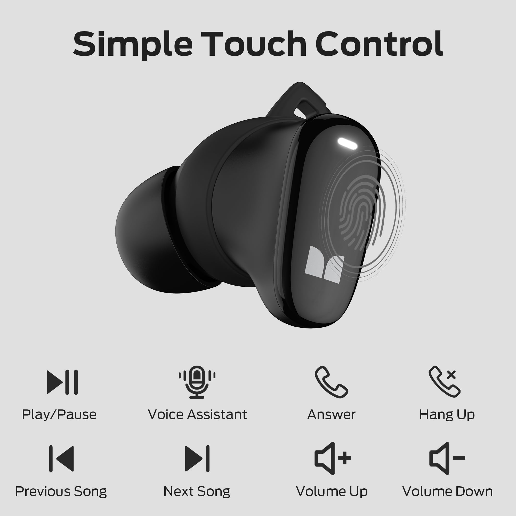 Monster N-Lite 206 Open Ear Wireless Bluetooth Earbuds with Touch Control - Sweatproof Sports Headphones for Running, Gym, Workout & Outdoor Activities