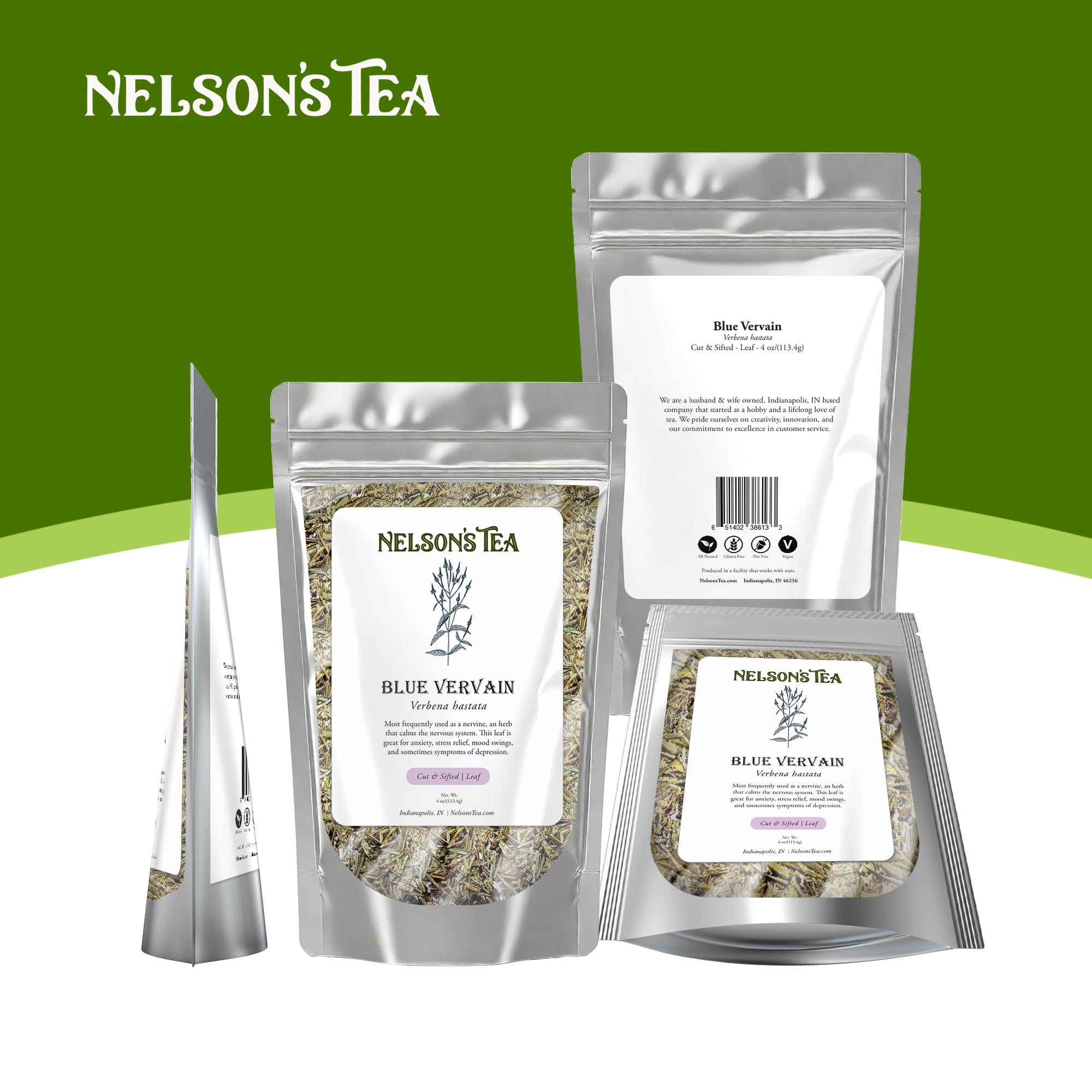 Premium Blue Vervain Loose Leaf Tea (Verbena Hastata) - 4 oz Cut & Sifted Dried Herb for Relaxation & Stress Relief - Perfect for Evening Tea Rituals & Herbal Remedies