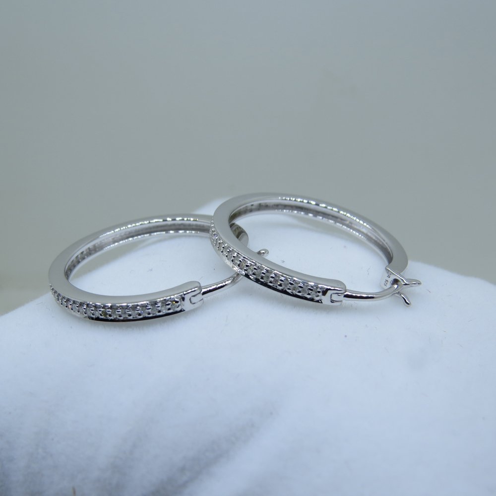 Dazzlingrock Collection 0.20 Carat (ctw) Round White Diamond Hinged Post Hoop Earrings for Women in 925 Sterling Silver - Elegant Jewelry for Parties, Weddings & Everyday Wear