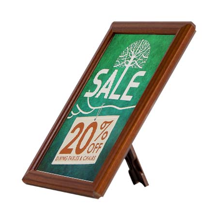 5x7 Wood Snap Countertop Sign Frame - AD Promo Display with Built-in Easel & Wall Mount Options - Perfect for Retail Stores, Restaurants, and Trade Show Booths