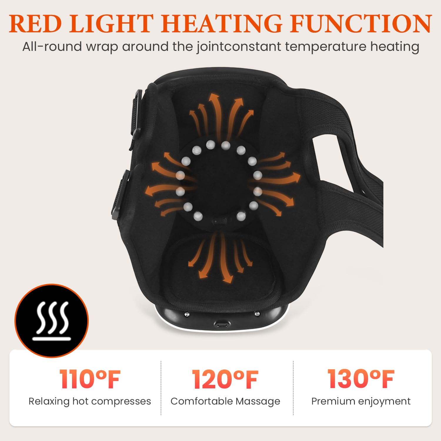 Electric Knee Massager with Heat & Vibration - Cordless Shiatsu Leg Massager for Joint Pain Relief - Perfect Gift for Mom, Dad & Women - Use at Home, Office or Travel