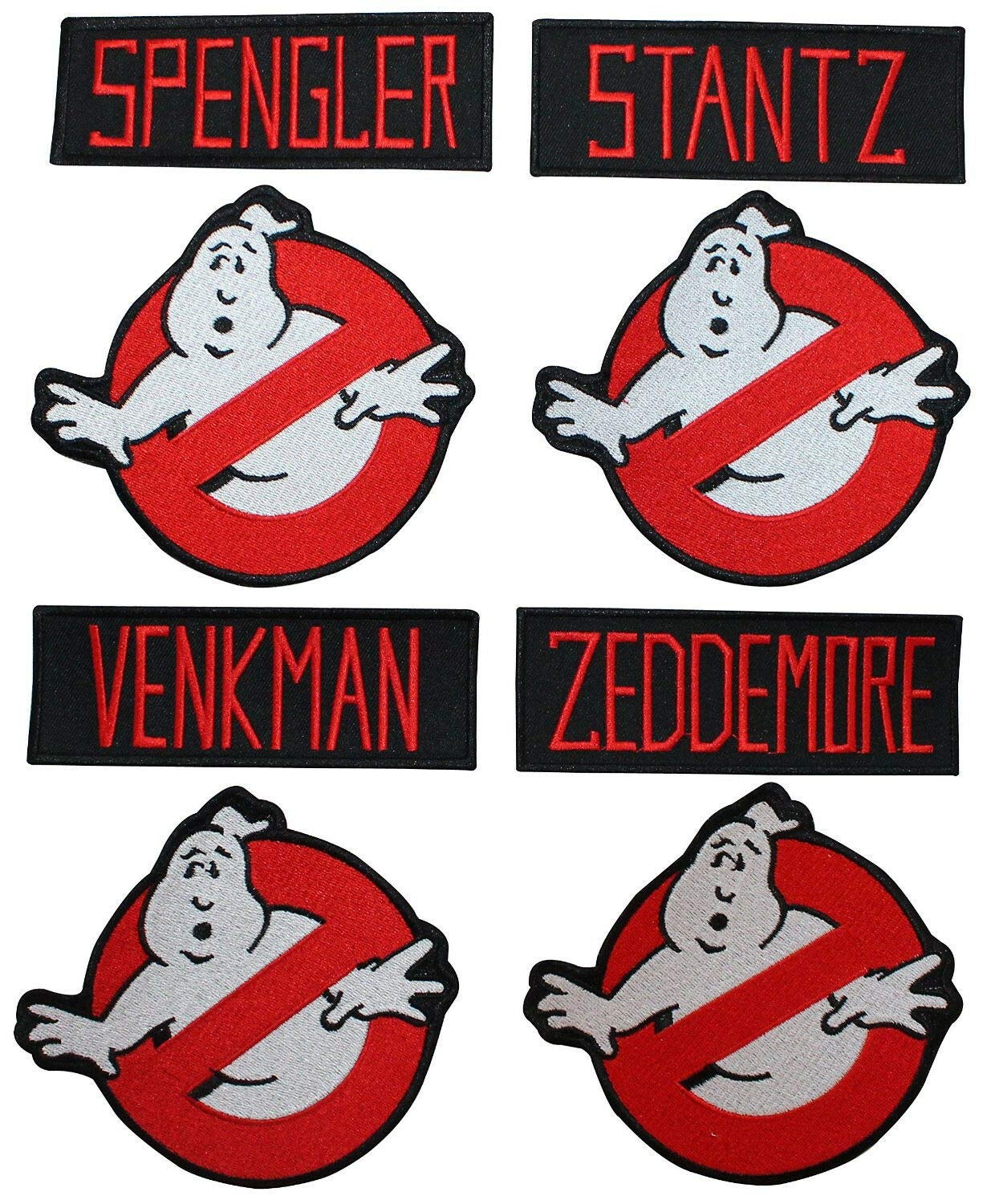 Ghostbusters Name & No Ghost Logo Iron-On/Sew-On Patches Set of 8 - Perfect for Costumes, Jackets, Backpacks & Cosplay