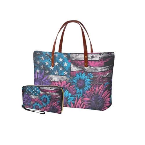 American Flag Sunflower-blue and Purple