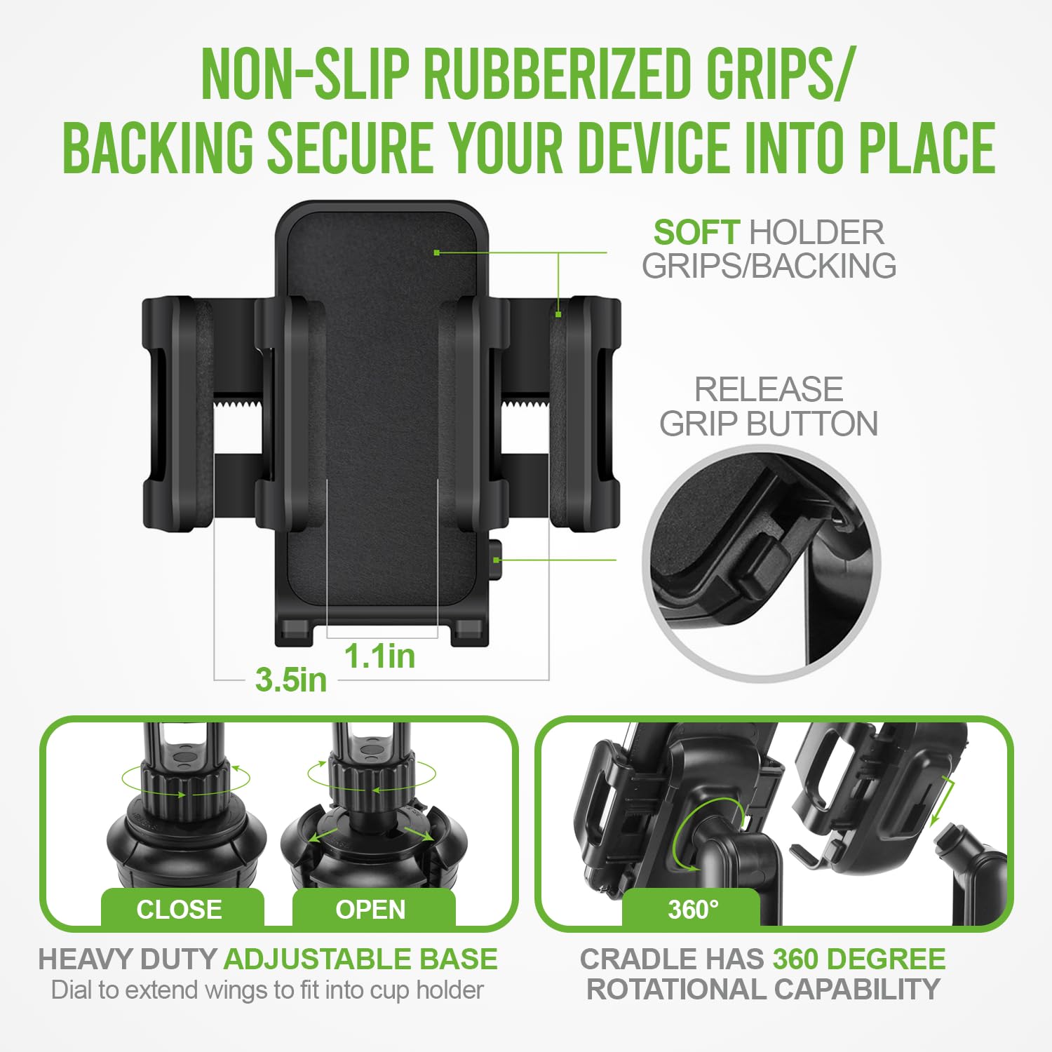 Universal Adjustable Car Cup Holder Phone Mount - Compatible with iPhone, Samsung, Moto & Google Pixel - Perfect for Hands-Free Navigation & Safe Driving