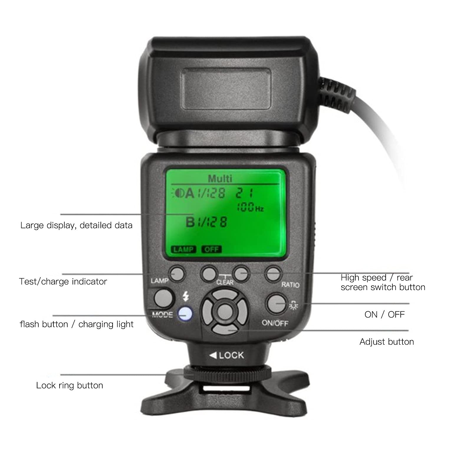 TTL Macro Ring Flash with Auto Focus & Adapter - Compatible with Nikon D7000, D5200, D5000, D3200, D3100, D90, D300S, D600 - Perfect for Close-Up Photography, Jewelry & Product Shooting