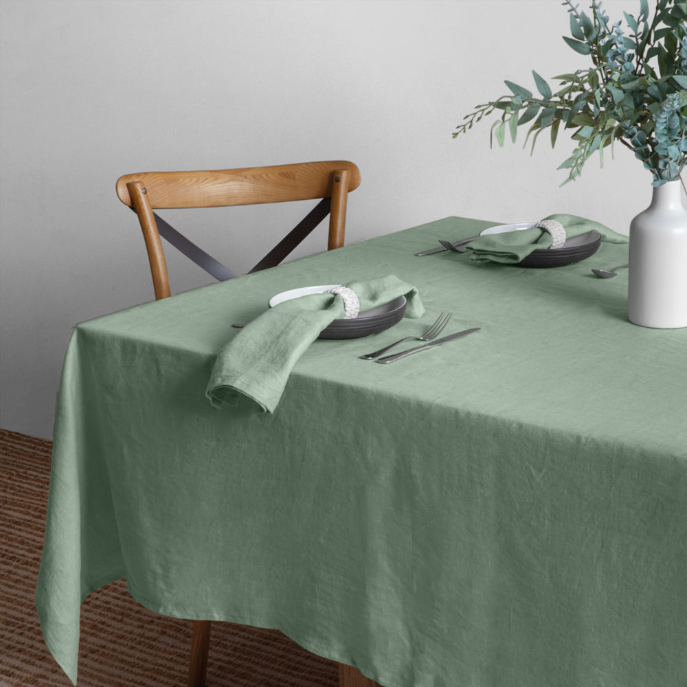 Premium 150x270cm Mint Linen Tablecloth - Elegant & Durable Dining Table Cover for Home, Parties & Outdoor Gatherings