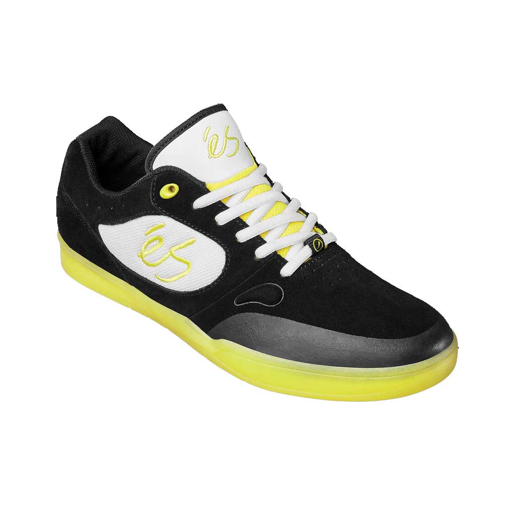 eS x Chomp On Kicks Swift 1.5 Skateboard Shoes - Black/White/Yellow - High-Performance Skate Shoes for Street & Park Riding