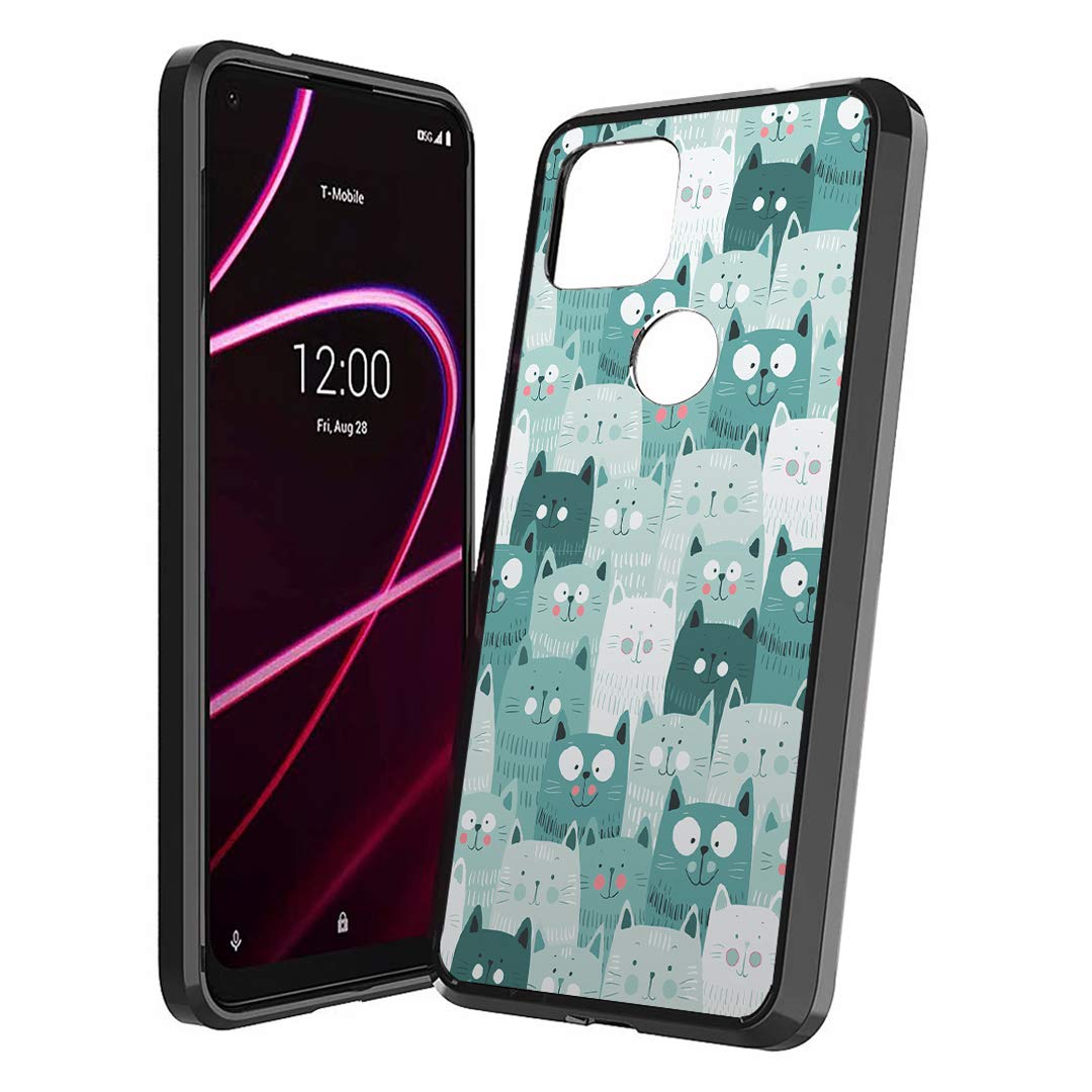 Cute Slim Shockproof Case for T-Mobile Revvl 4 Plus - Green Cat Design | Perfect for Daily Protection