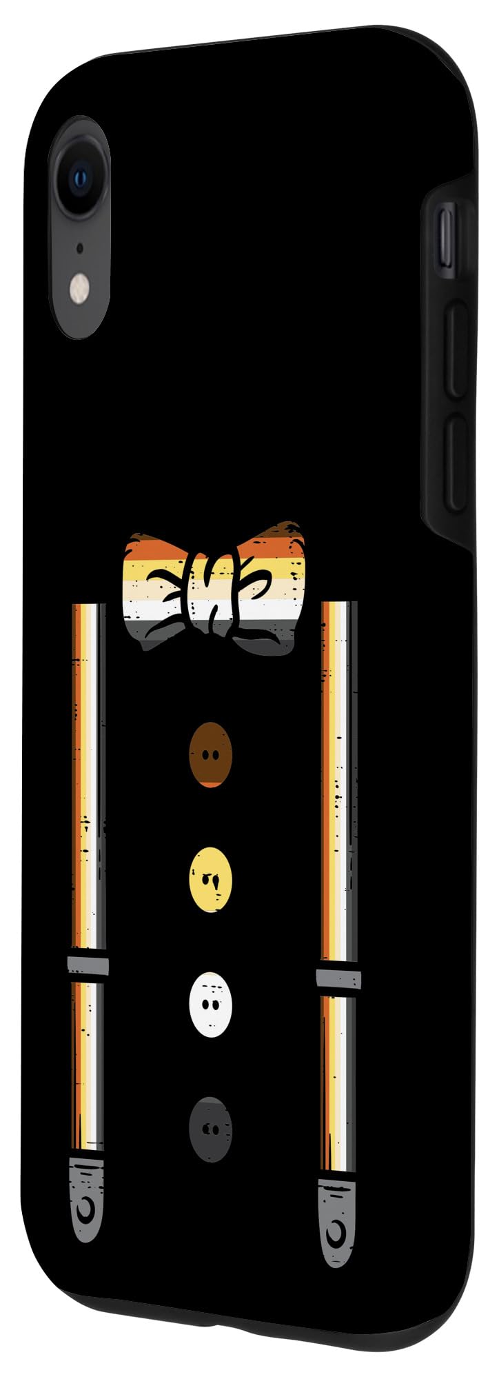 iPhone XR Case with Suspenders & Bow Tie - LGBTQ Gay Bear Flag Pride Design for Men - Perfect for Pride Parades, Parties & LGBTQ Events