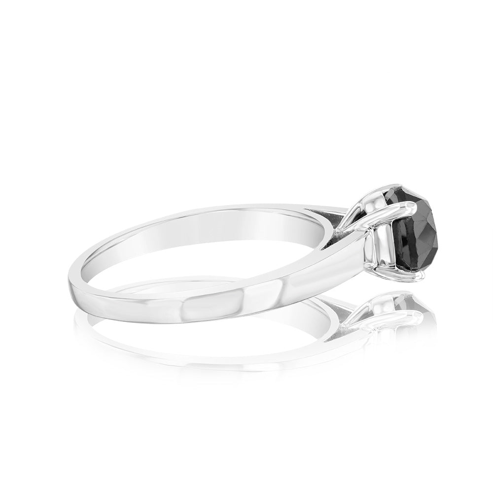 1.45 Carat Black Diamond Solitaire Ring in Sterling Silver 925 - Elegant Wedding & Engagement Jewelry for Women - Perfect for Anniversary, Proposal & Special Occasions