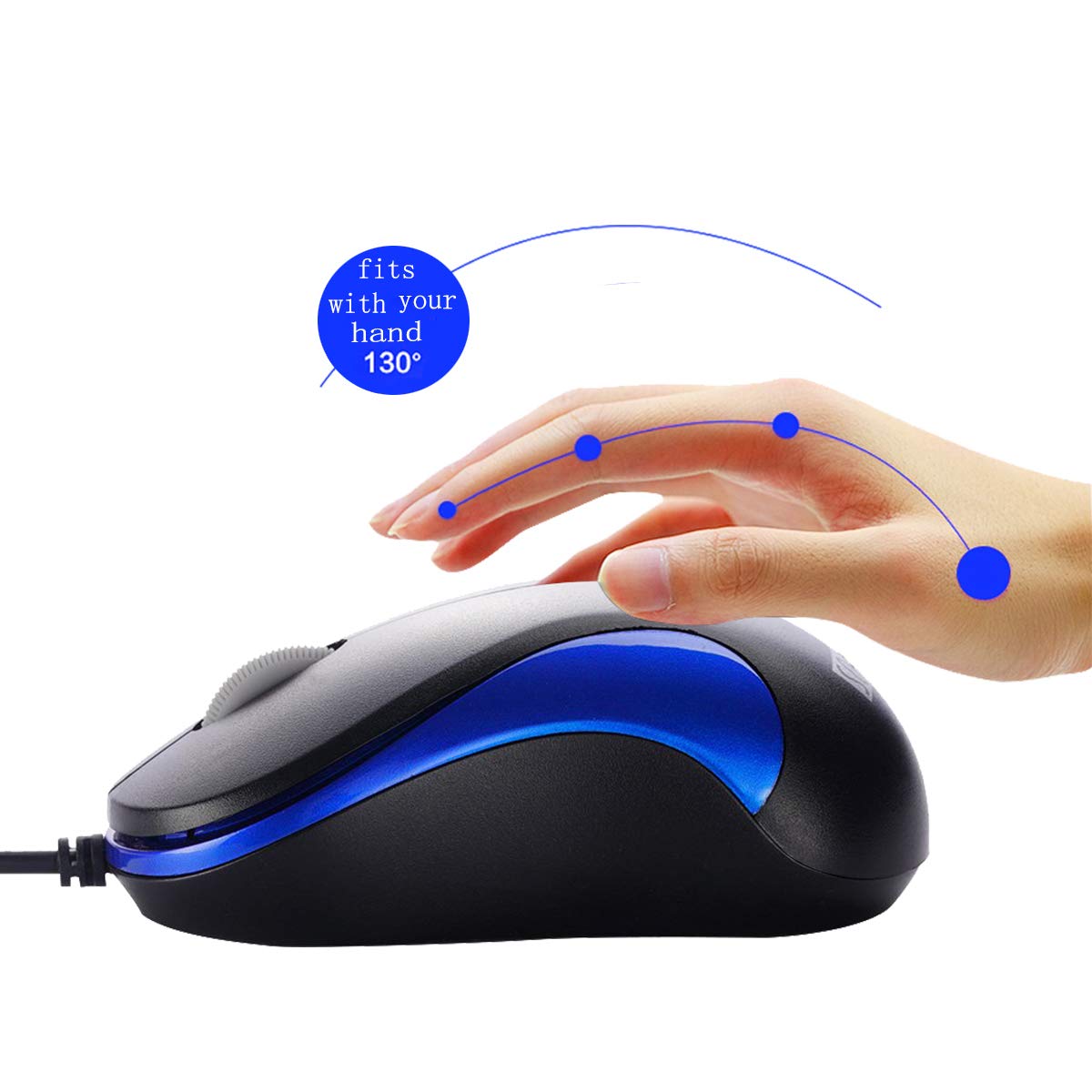 2 Pack USB Wired Optical Mouse for PC Laptop Desktop - Compatible with Windows 7/8/10/11/XP Vista & Mac OS - Ergonomic Design for Office Work, Home Use & Gaming (Blue) by SOONGO