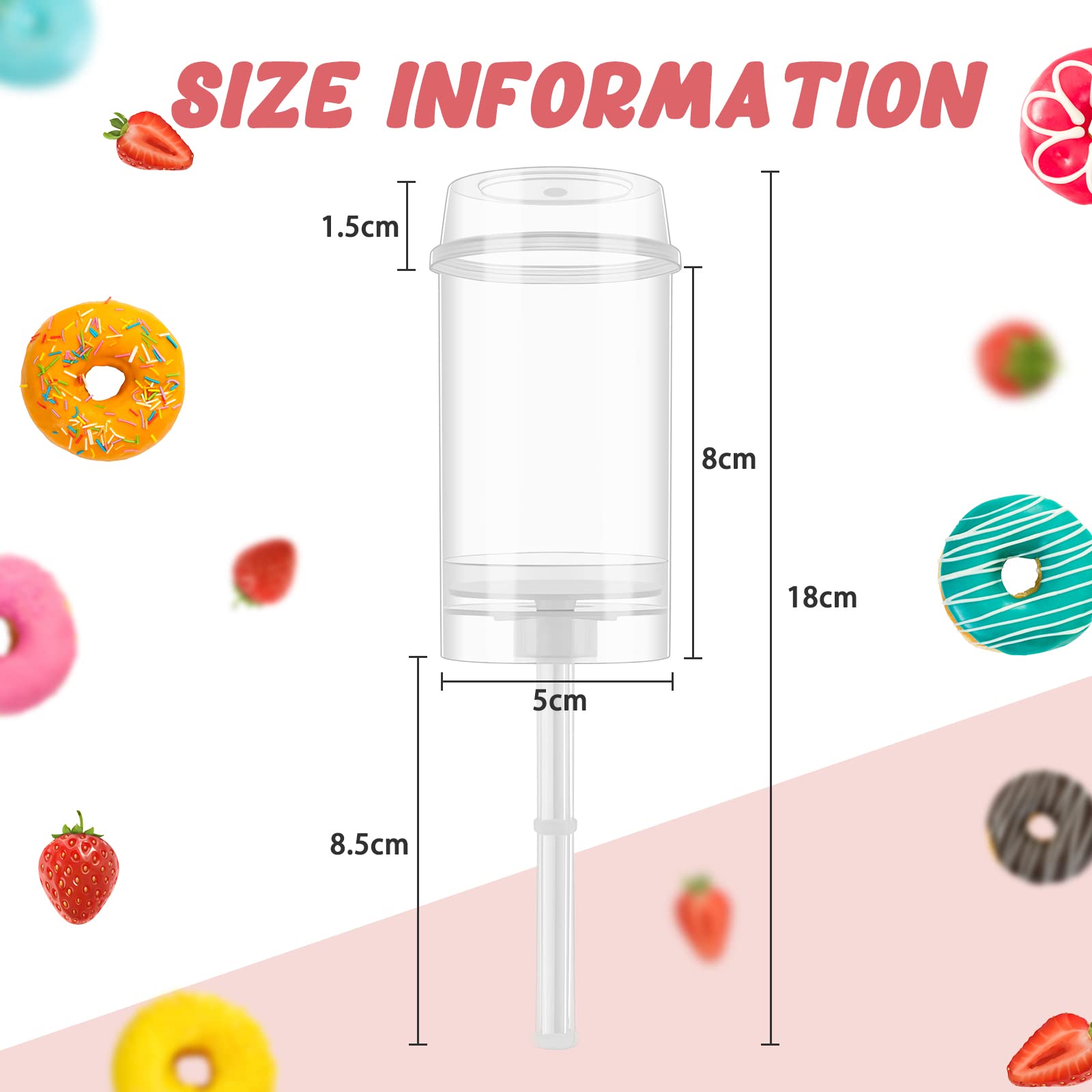 200 Pcs Clear Plastic Push Pop Containers with Lids, Base & Sticks - Reusable Cake Pop Shooter for Birthday Parties, Weddings, Baby Showers & School Events - Perfect for Desserts, Candies & Party Favors