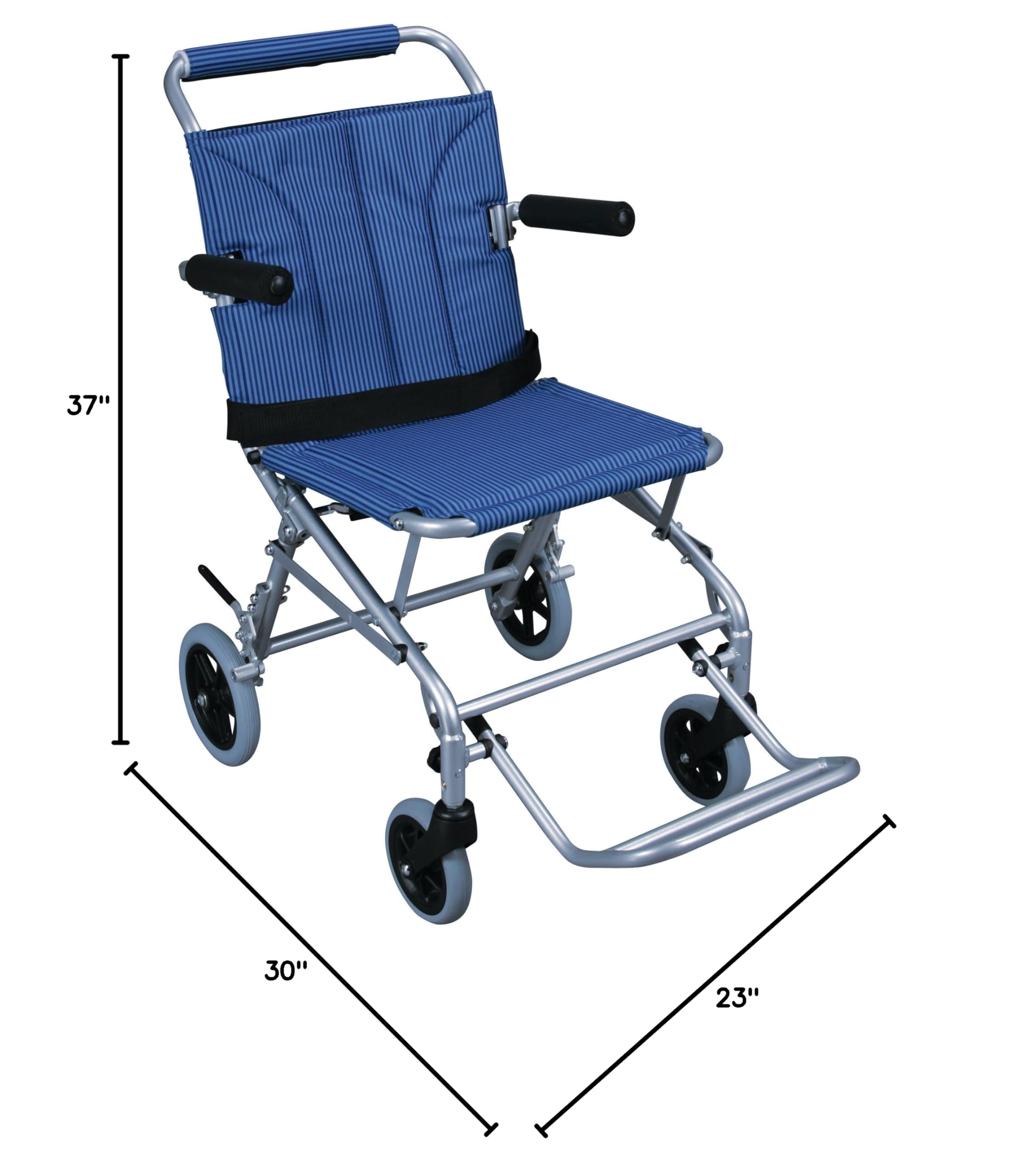 Drive Medical Lightweight Folding Transport Wheelchair with Carry Bag & Flip-Back Arms - Portable Mobility Aid for Travel, Doctor Visits, and Indoor/Outdoor Use