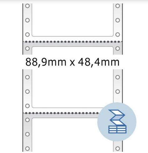 Continuous Computer Labels 3.5 x 1.9 Inches (88.9 x 48.4 mm) - 1 Row White Permanent Adhesive Labels (8204) for Shipping, Filing & Office Organization