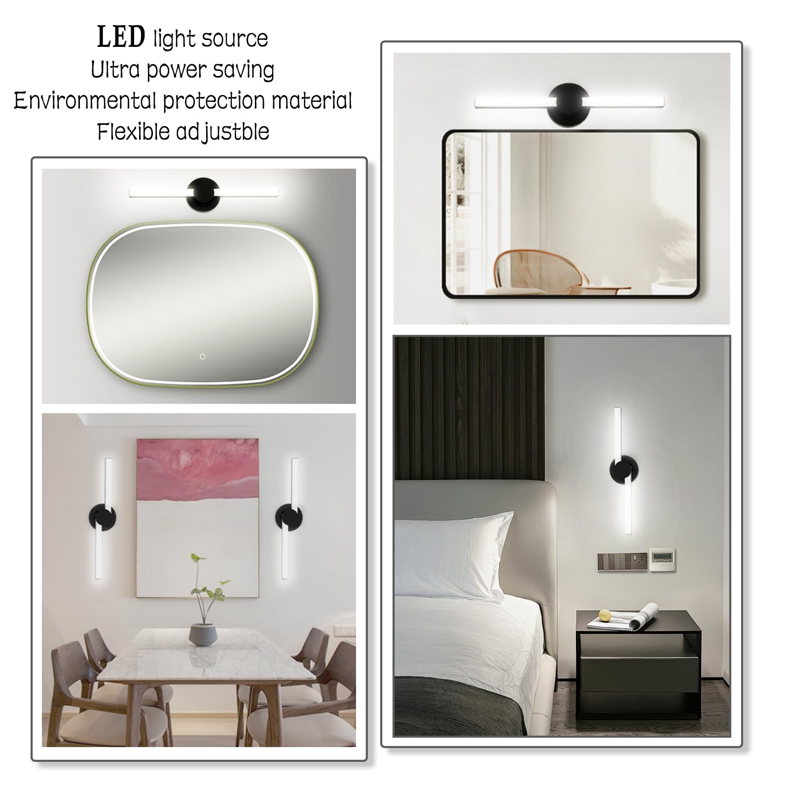 Modern Matte Black LED Vanity Light - 20