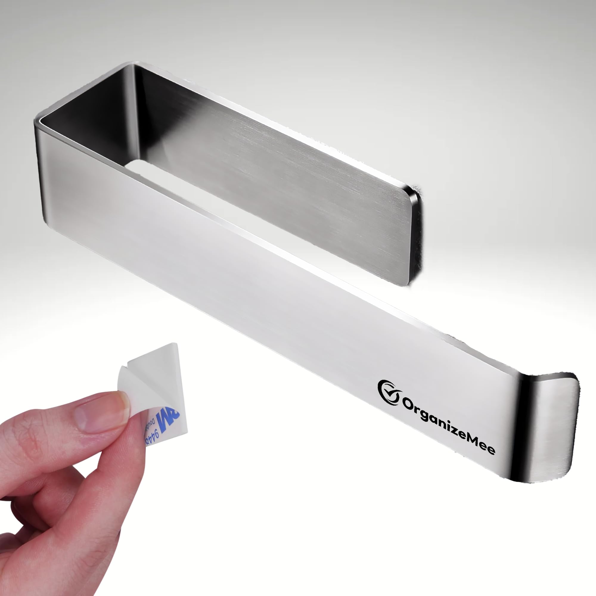 Stainless Steel Self-Adhesive Napkin & Towel Holder - No Drill Bathroom & Kitchen Organizer for Washbasin, Sink, Countertop - Perfect for Hand Towels, Kitchen Napkins, Cloth Hangers - Ideal for Bathroom, Kitchen & Laundry Room Organization