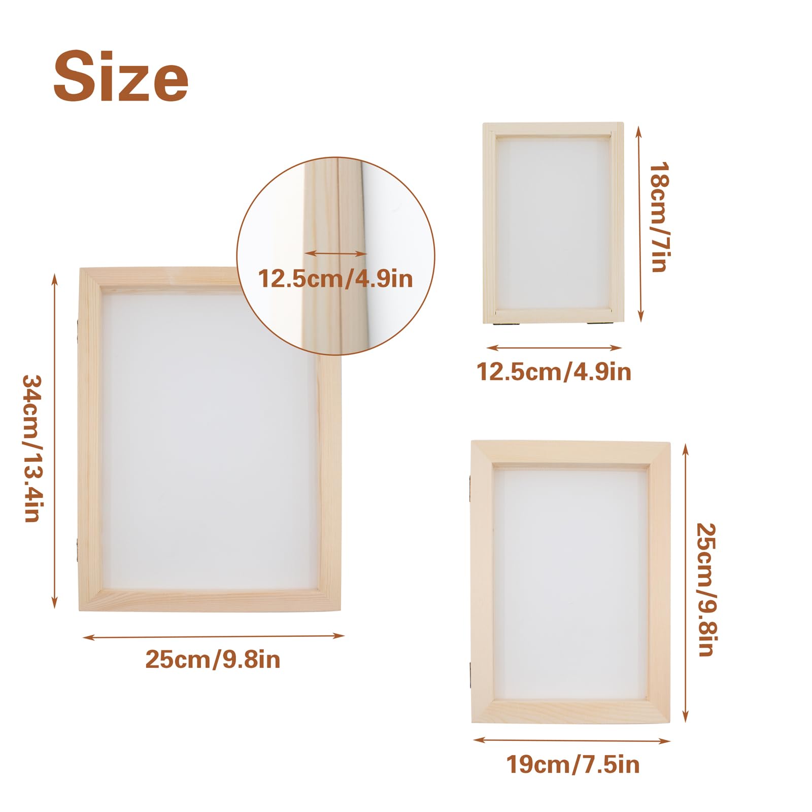 3 PCS Natural Wooden Papermaking Mould Screens - A4, A5, A6 Sizes for DIY Paper Craft, Dried Flower Handmade Art | Perfect for Scrapbooking, Card Making & Home Decor Projects