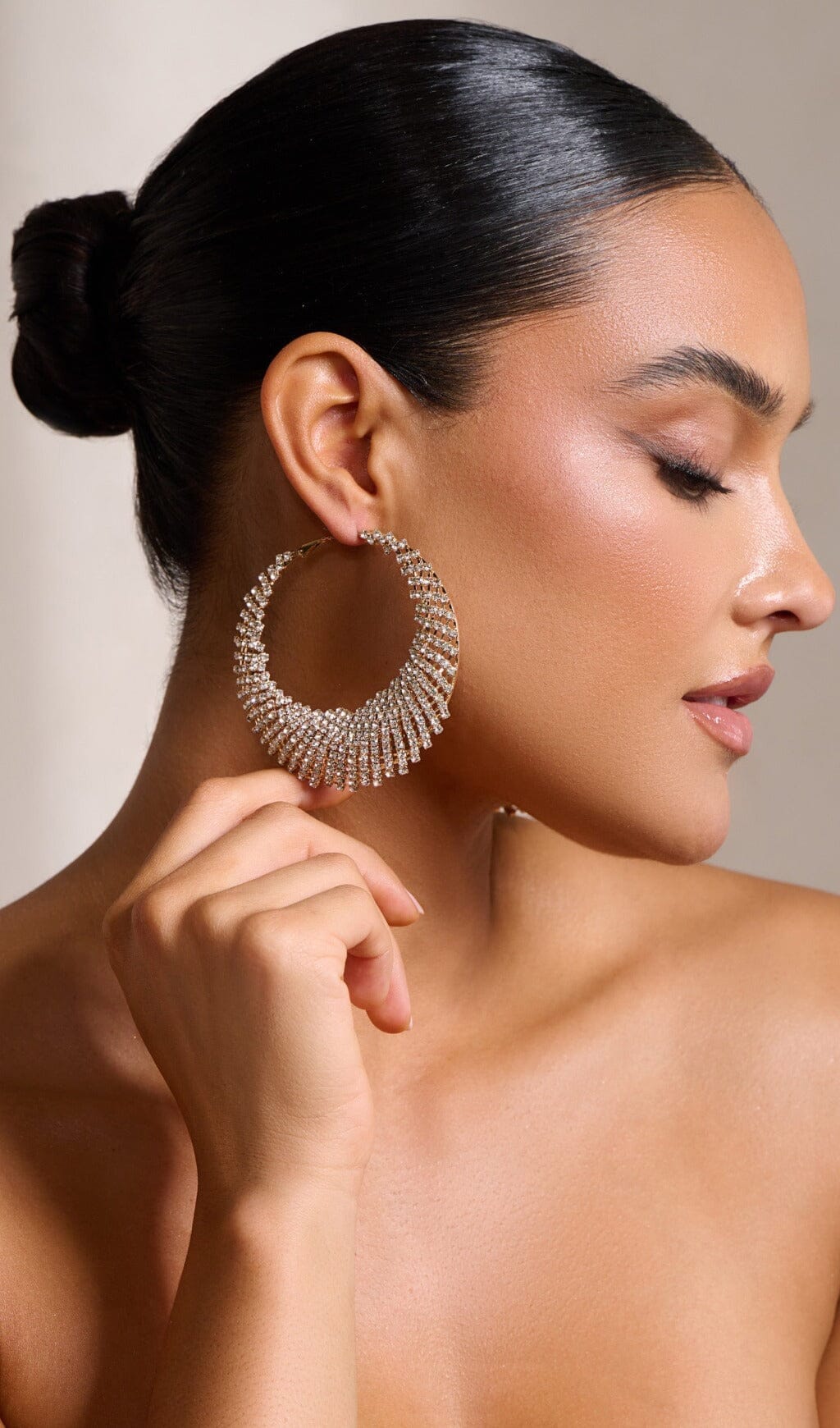 Gold Diamante Hoop Earrings for Women - Elegant Sparkling Jewelry for Parties, Weddings & Everyday Wear