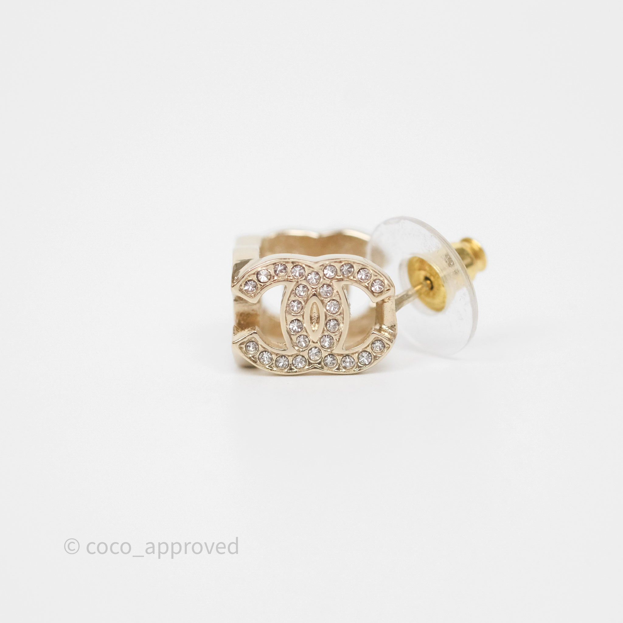 Chanel CC Crystals Square Earrings Gold Tone 23B - Luxury Fashion Jewelry for Women, Perfect for Parties, Weddings & Special Occasions