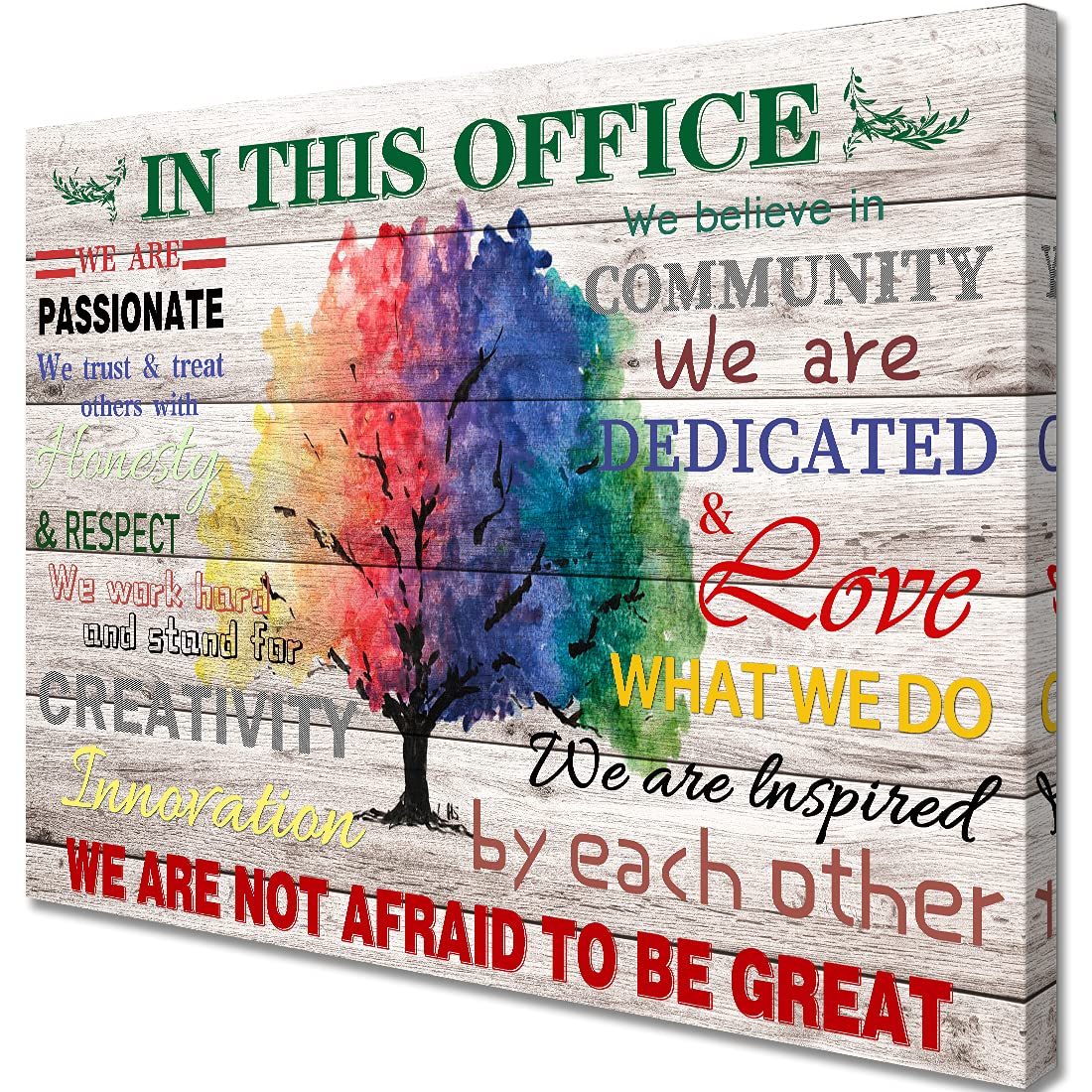 Inspirational Watercolor Tree Canvas Painting - Motivational Wall Art for Home Office & Study Room Decor, 16x20 Inches Framed Hanging Artwork with Uplifting Quotes | Perfect for Workspace Motivation & Zen Interior Design